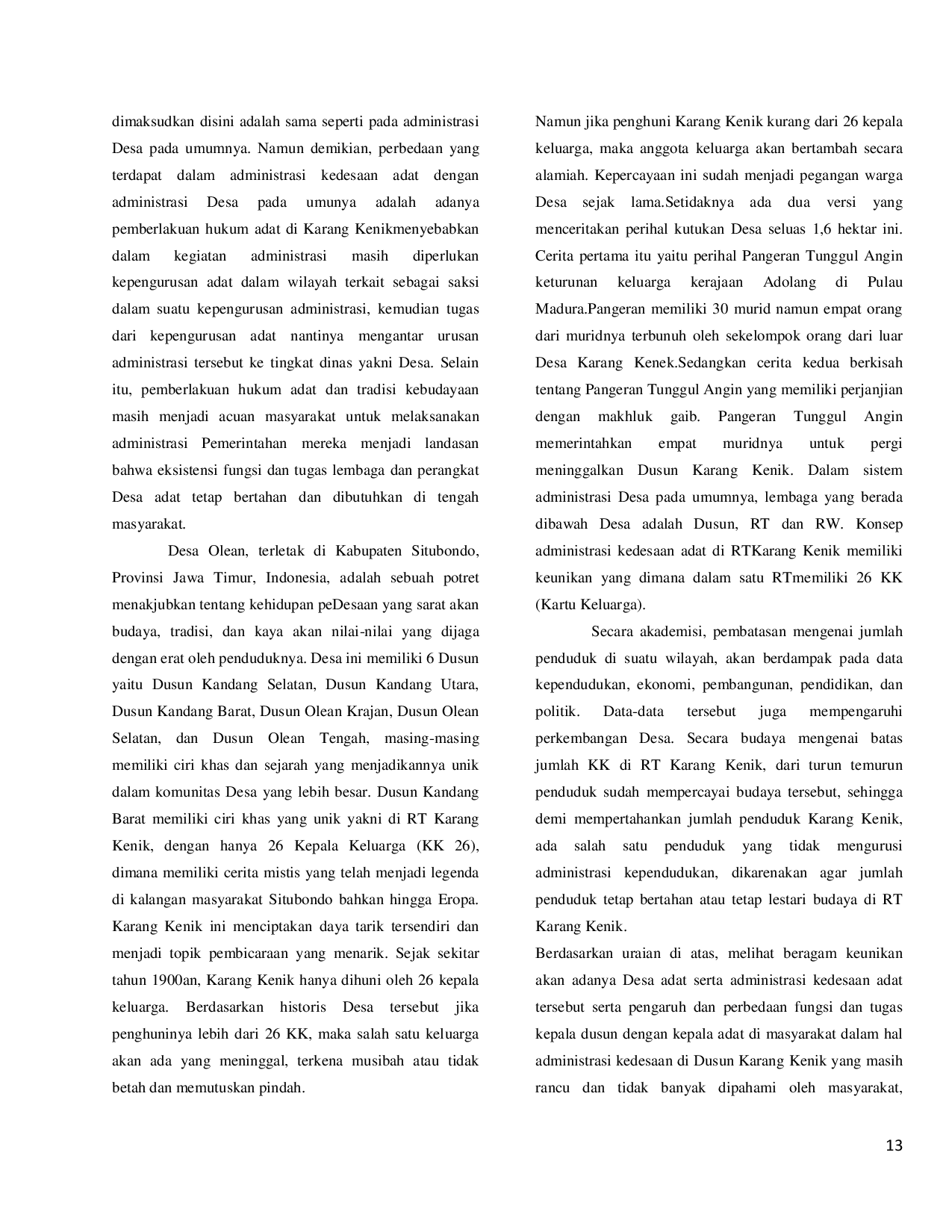 JURIS Analisis Administrasi Pemerintah Desa Dalam Perspektif Local Wisdom Karang Kenik 26 Kk26 Di Desa Olean Kecamatan Situbondo Kabupaten Situbondo