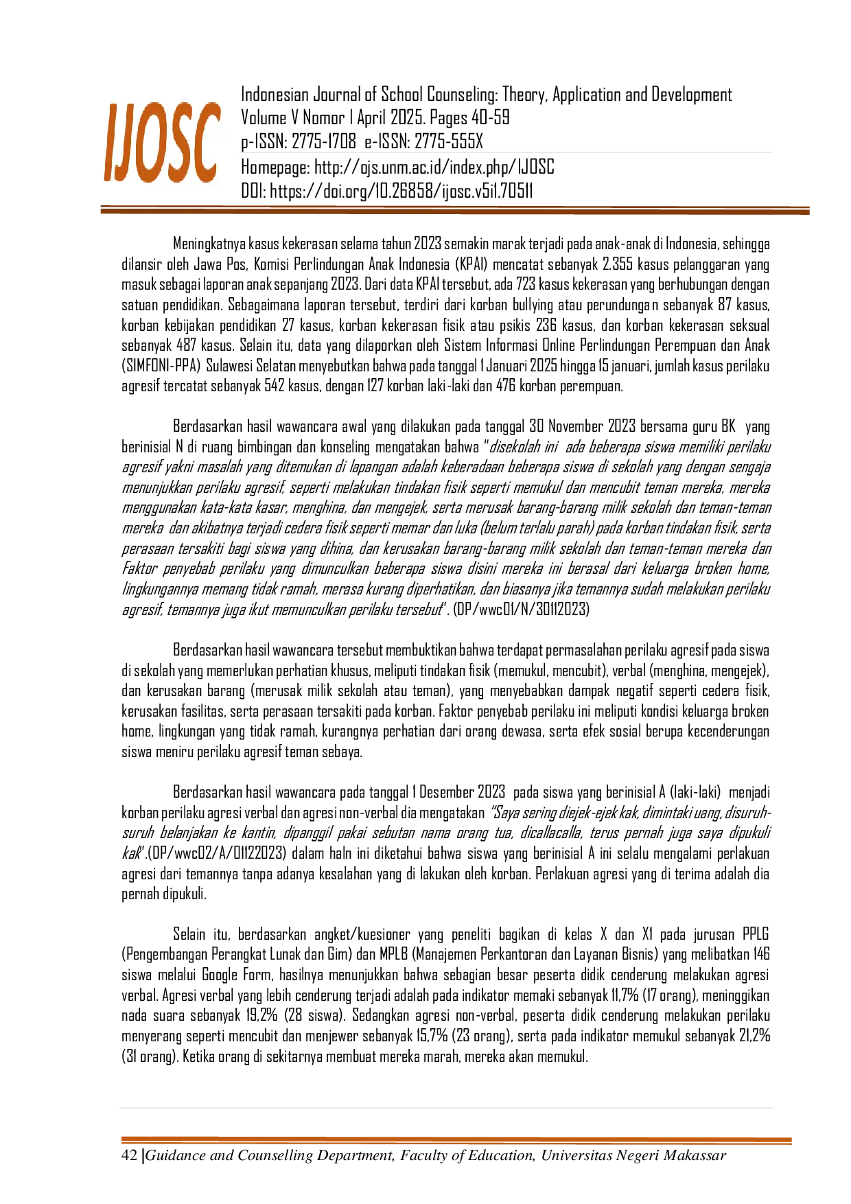 JURIS E Modul Self Regulation Modul Pengendalian Emosi dalam Mengurangi Perilaku Agresif di SMK Negeri 1 Makassar