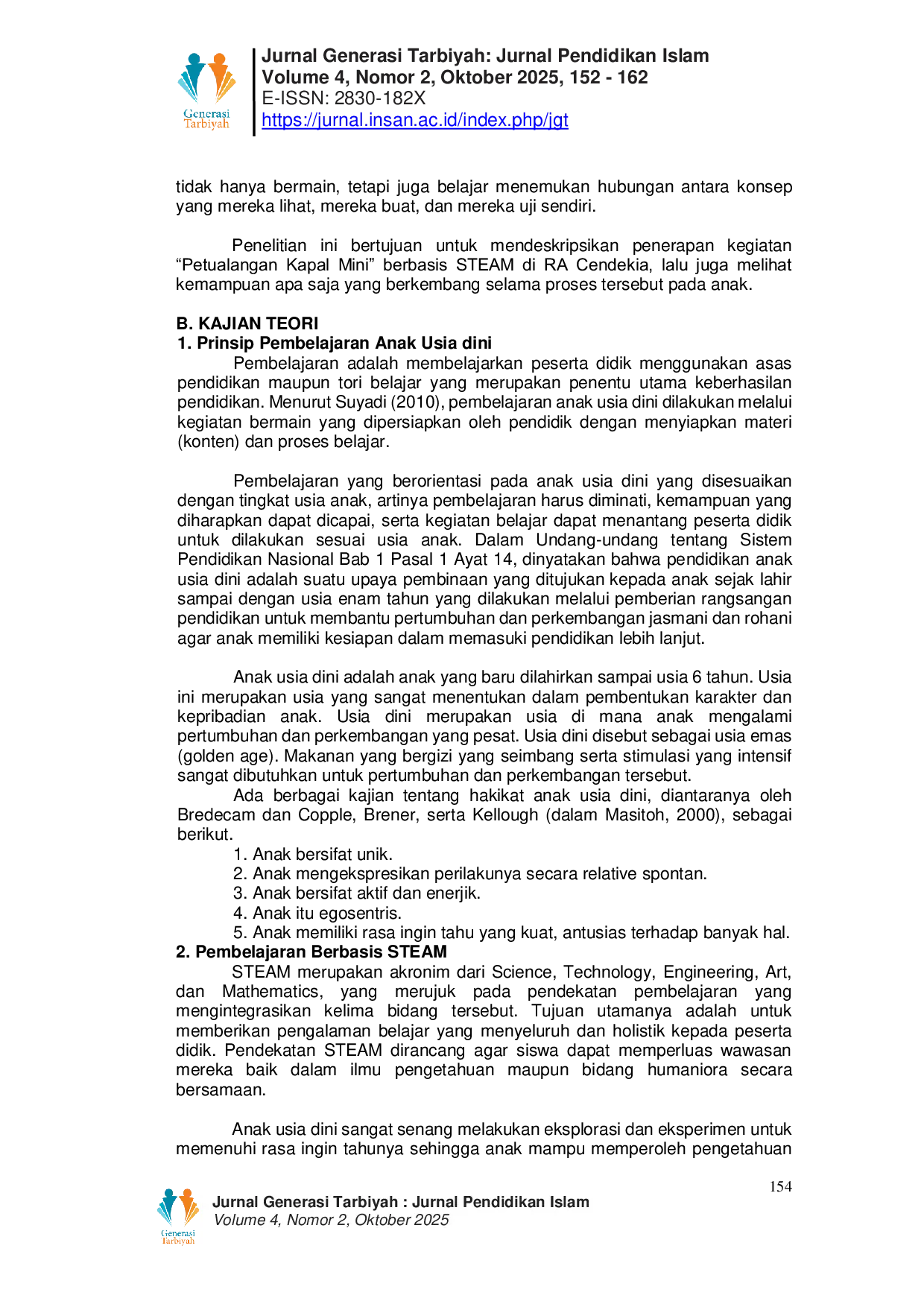 JURIS Kegiatan Pembelajaran berbasis STEAM Petualangan Kapal Mini di RA Cendekia