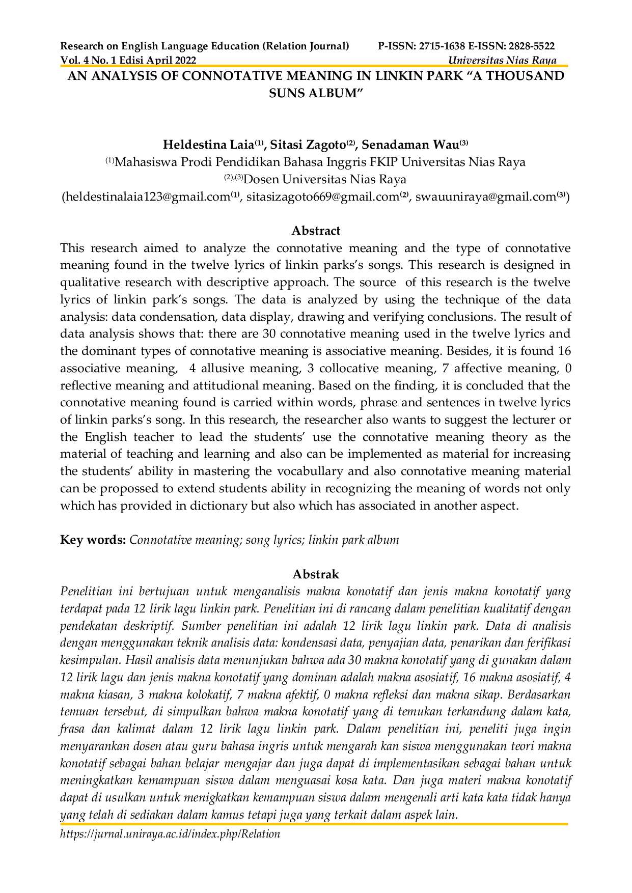 JURIS An Analysis Of Connotative Meaning In Linkin Park A Thousand Suns Album