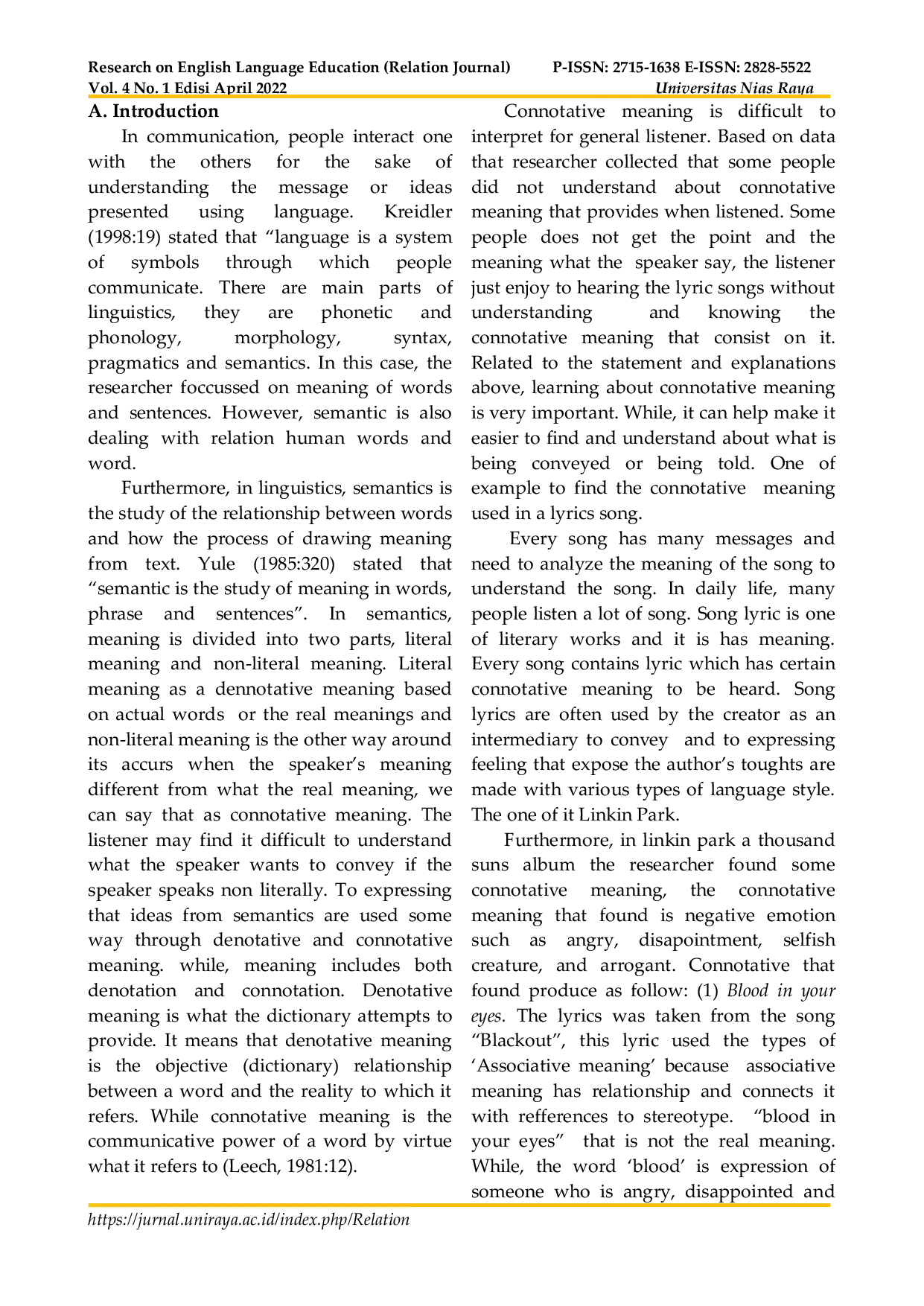 JURIS An Analysis Of Connotative Meaning In Linkin Park A Thousand Suns Album