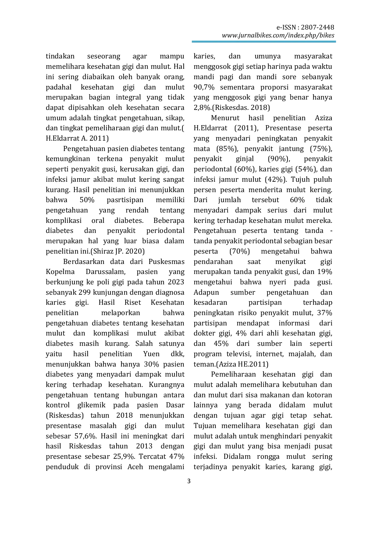 JURIS Pengetahuan Tentang Pemeliharaan Kebersihan Gigi Dan Mulut Pada Penderita Diabetes Mellitus Di Desa Rukoh Kota Banda Aceh