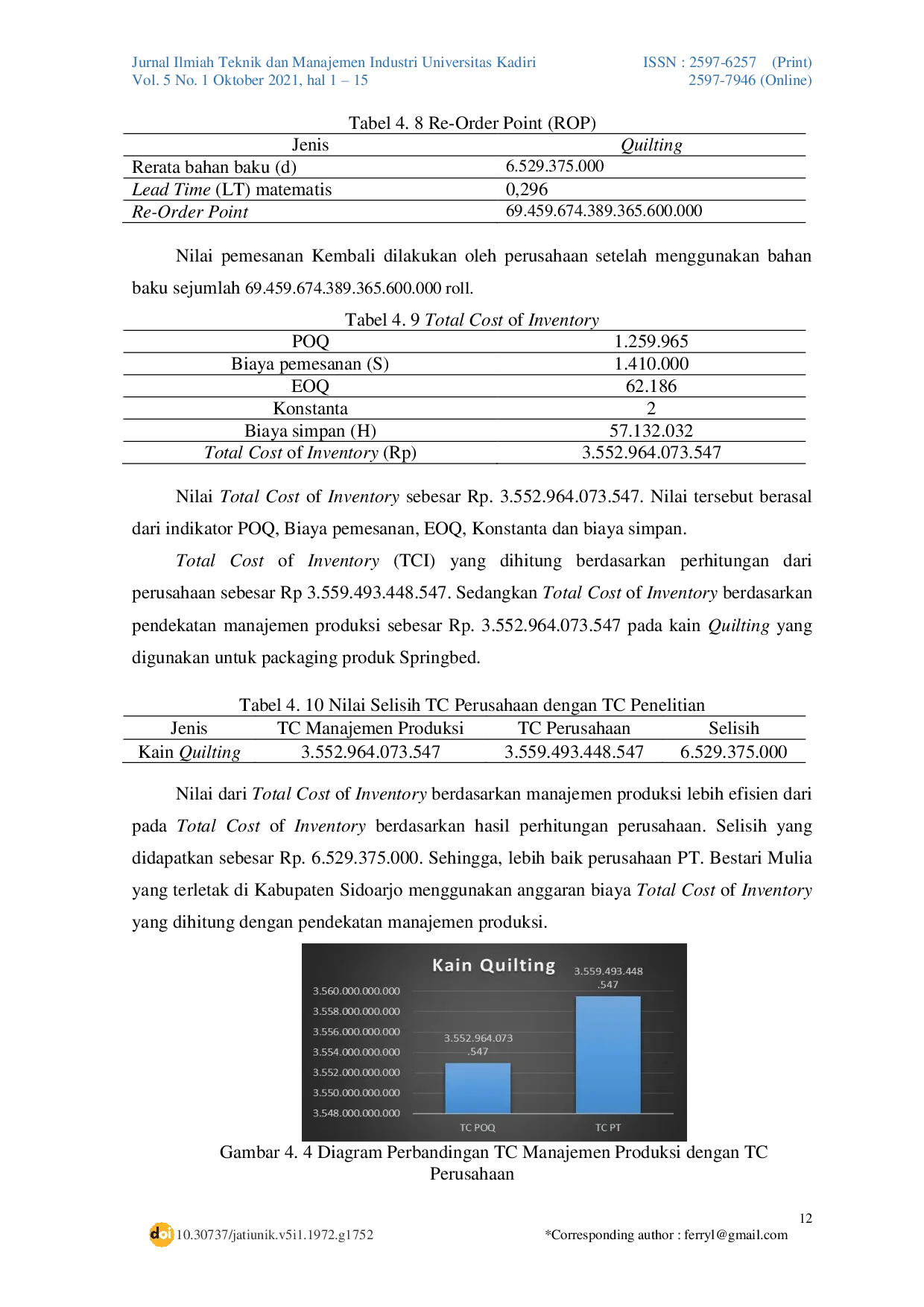 JURIS Sistem Efisiensi Biaya Produksi Kasur Busa Royal Exclusive Dengan Pendekatan Manajemen Produksi