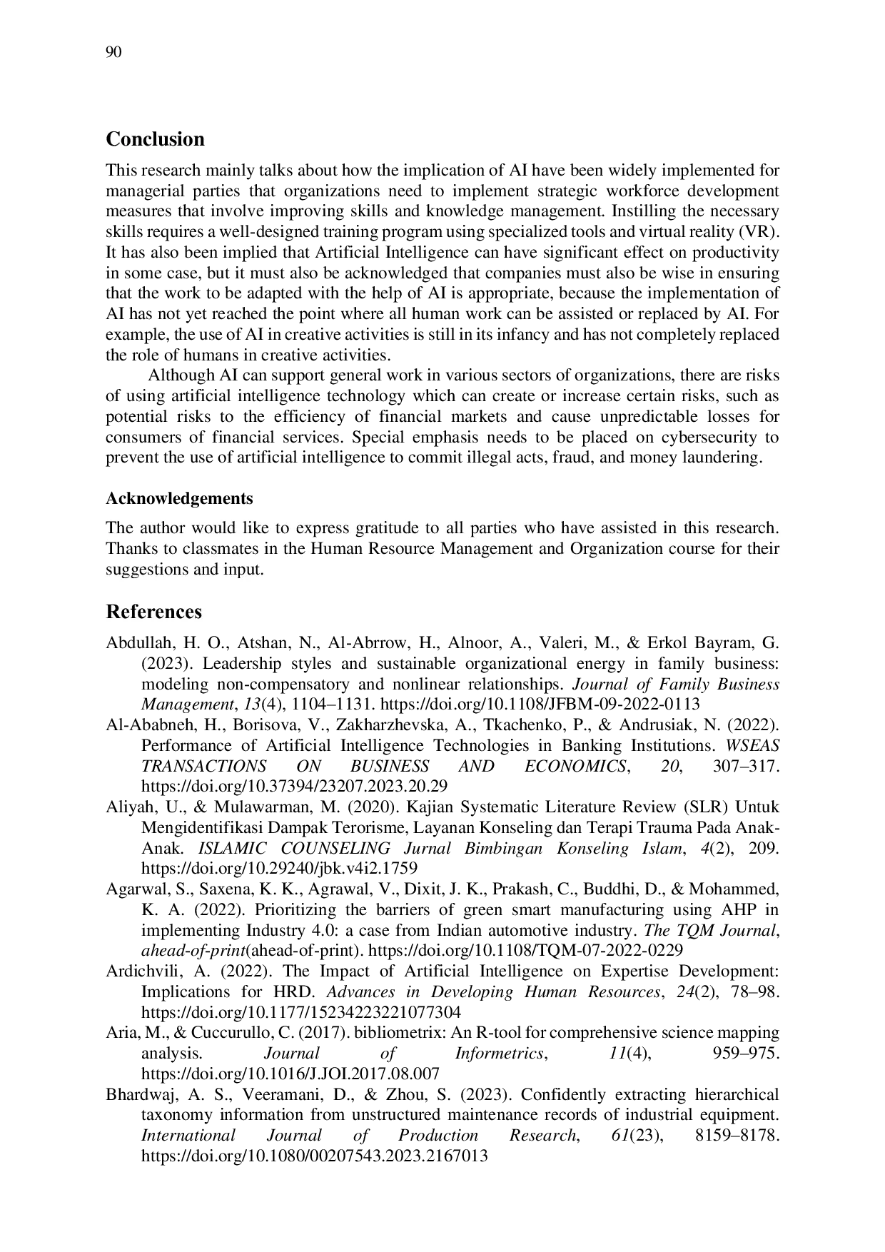 JURIS Artificial Intelligence AI Technology Trends in Human Resource Productivity A Bibliometric and Content Analysis