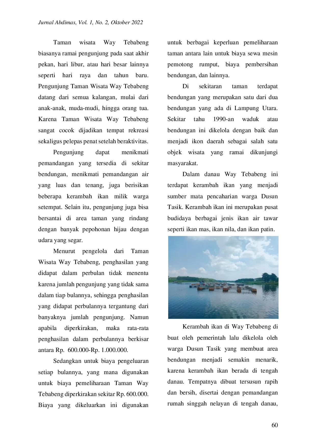 JURIS Analisis Potensi dan Daya Tarik Wisata Taman Way tebabeng di Desa Jagang