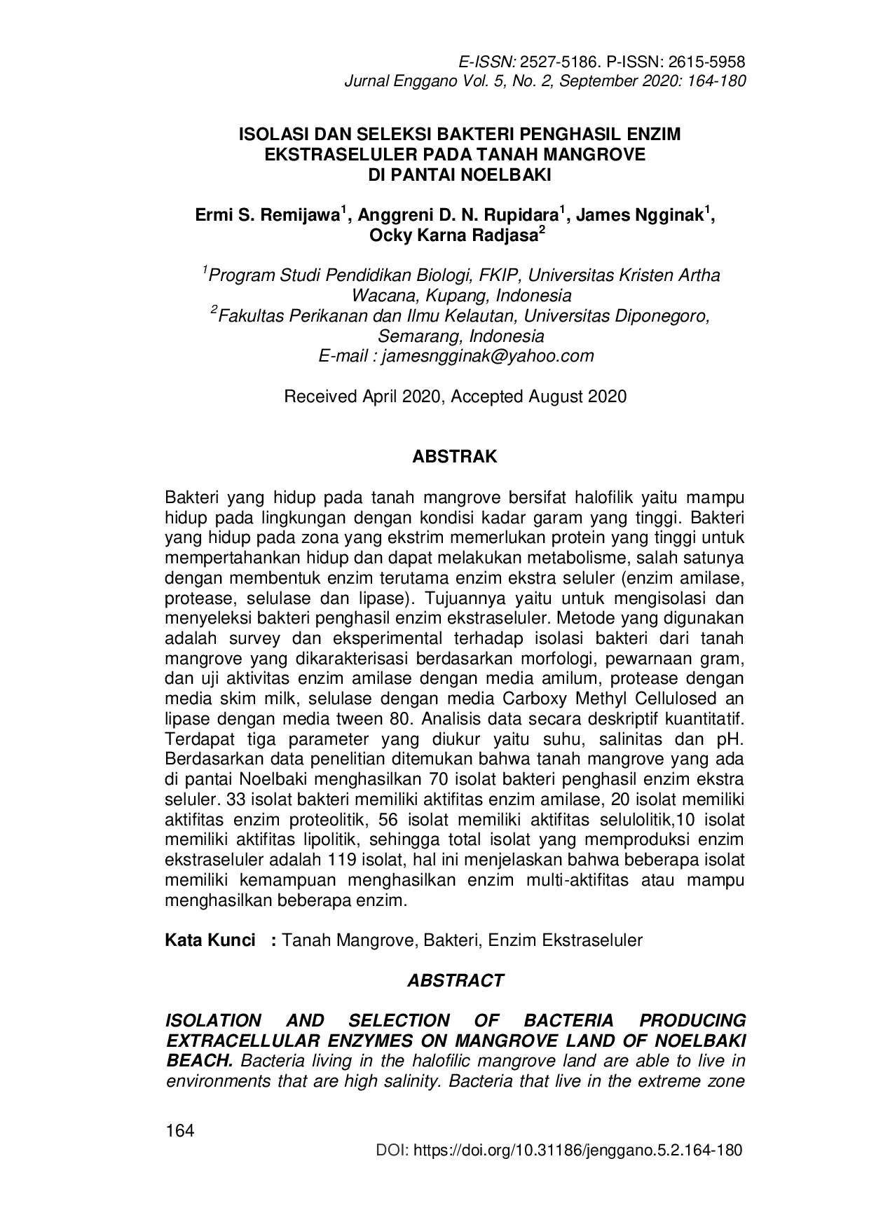 JURIS Isolasi Dan Seleksi Bakteri Penghasil Enzim Ekstraseluler Pada Tanah Mangrove Di Pantai Noelbaki