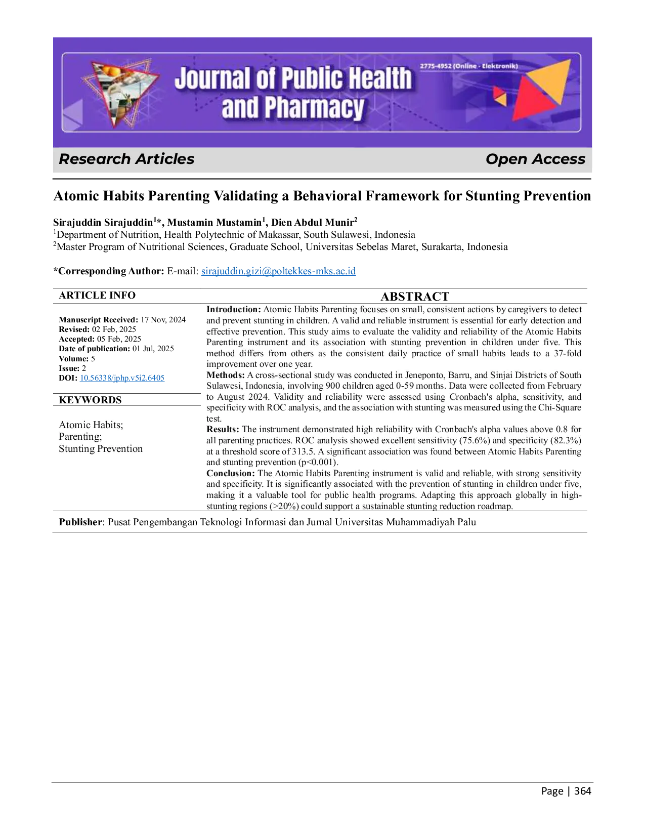 JURIS Atomic Habits Parenting Validating a Behavioral Framework for Stunting Prevention