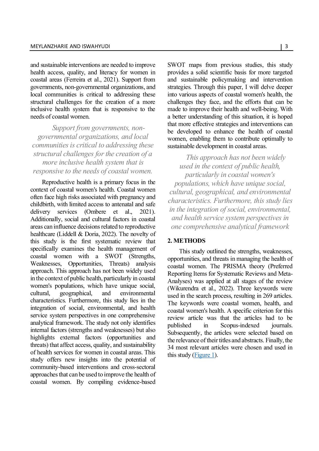 JURIS Strengths weaknesses opportunities and threats in coastal women s health management A systematic review