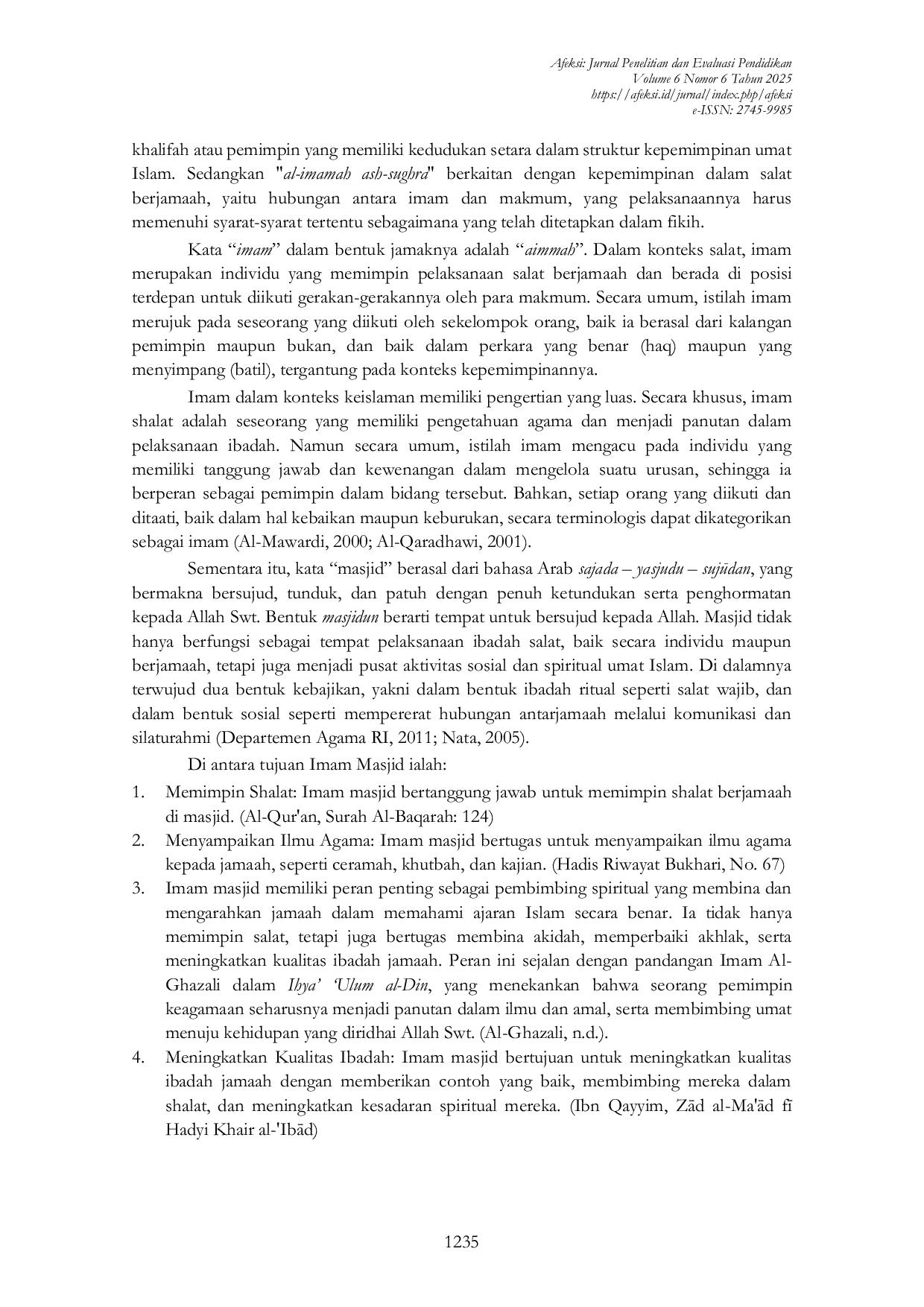 JURIS Pengaruh Kualitas Imam Masjid Terhadap Kualitas Ibadah Jamaah di Masjid Al Hijrah Sumber Rejo 1 Balikpapan