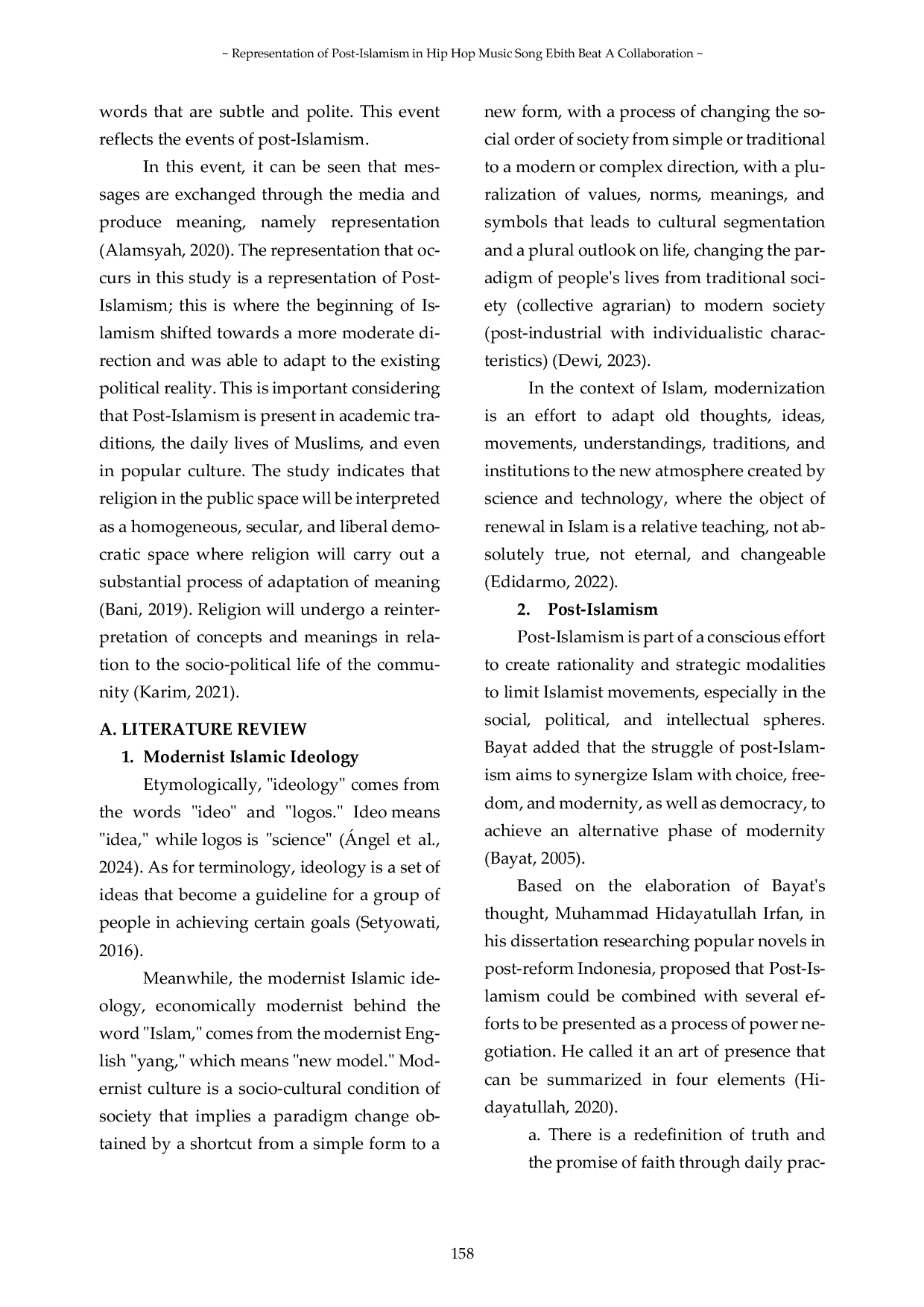 JURIS Representation of Post Islamism in Hip Hop Music Song Ebith Beat A Collaboration