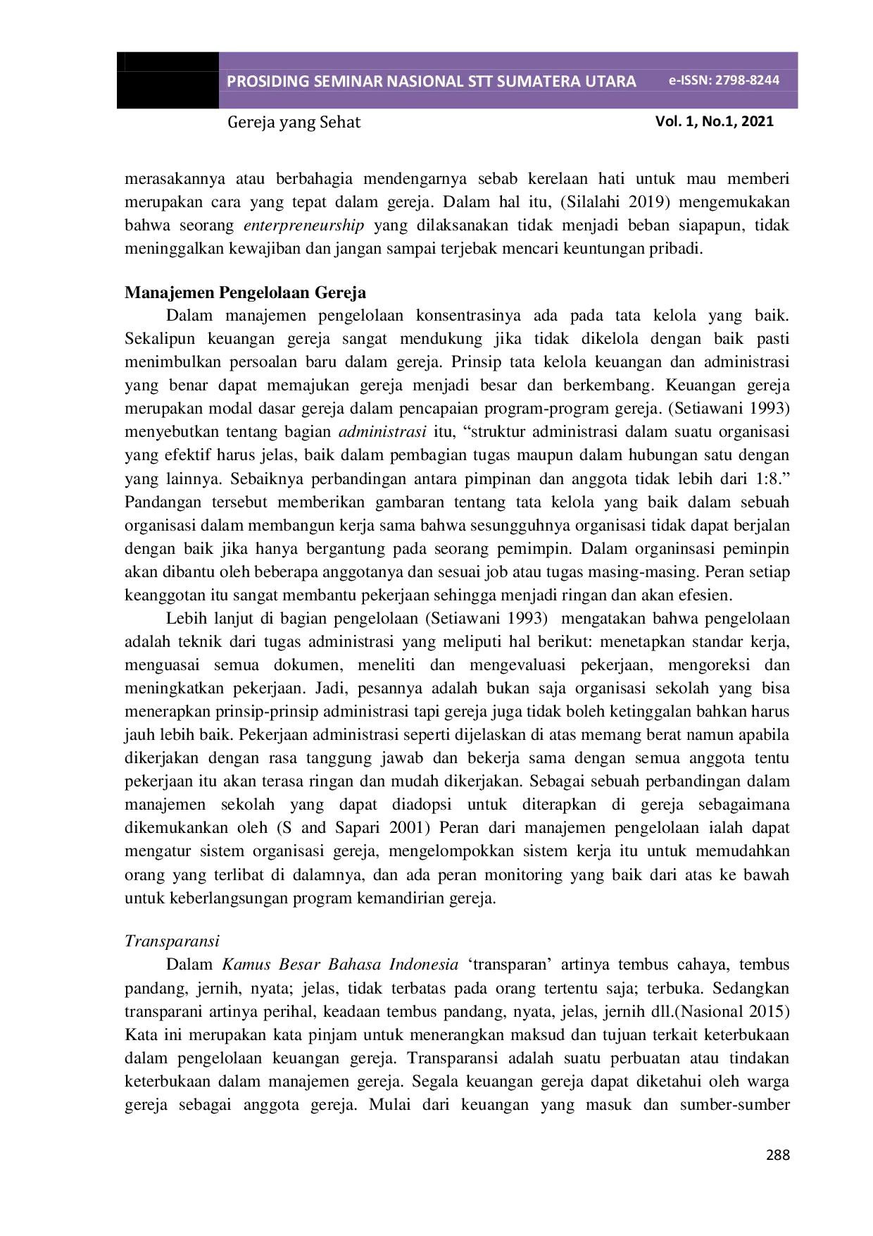 JURIS Kemandirian Gereja Menuju Gereja yang Sejahtera