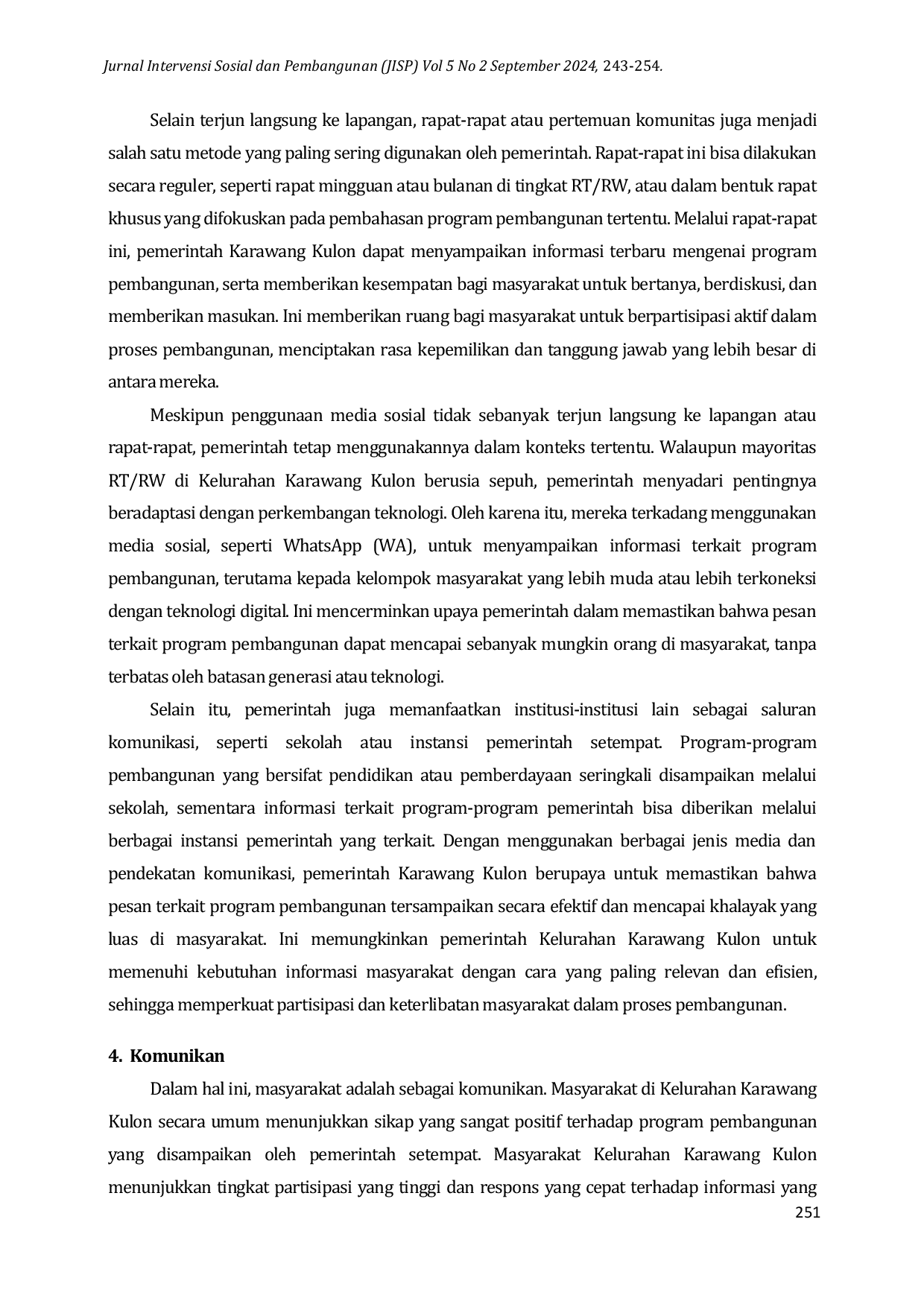 JURIS Strategi Komunikasi Pemerintah Dalam Meningkatkan Partisipasi Masyarakat Pada Program Pembangunan di Kelurahan Karawang Kulon