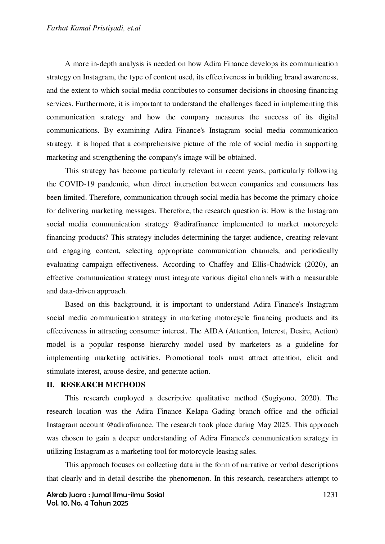 JURIS Instagam Social Media Communication Strategy In Motorcycle Sales Marketing Through Adira Finance Leasing