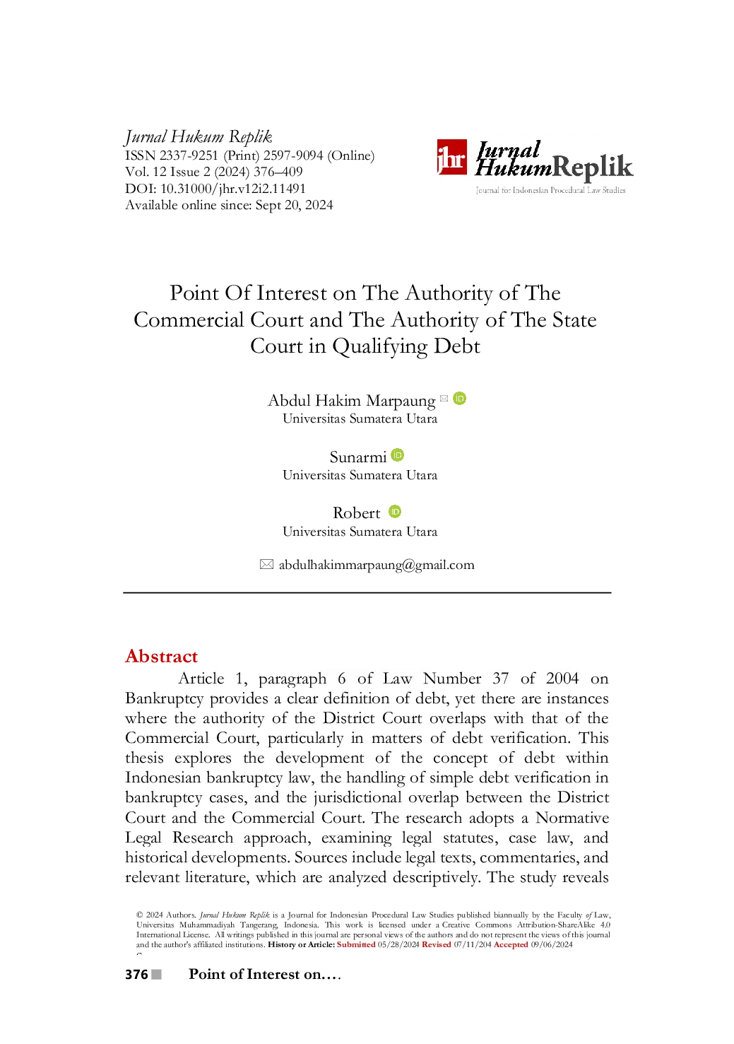 JURIS Key Considerations on the Authority of the Commercial Court and the State Court in Debt Qualification