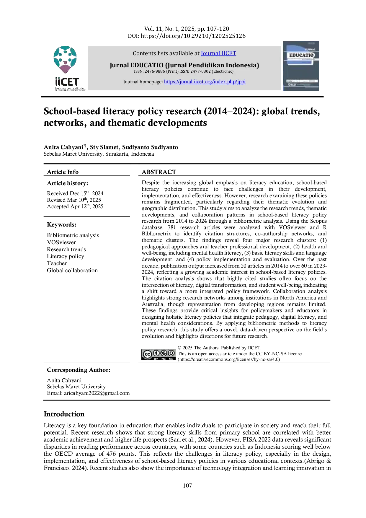 JURIS School based literacy policy research 2014 2024 global trends networks and thematic developments
