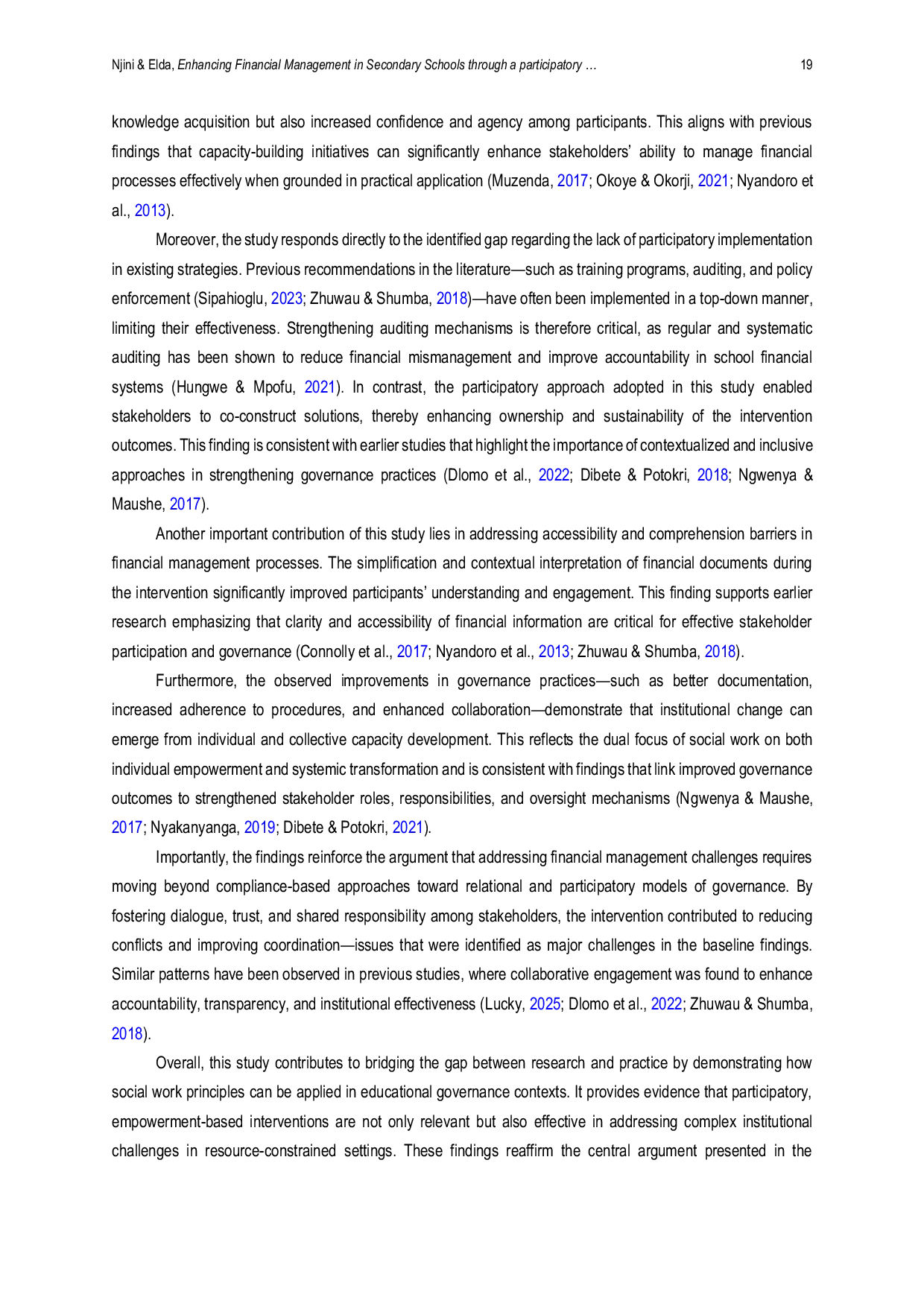 JURIS Enhancing Financial Management in Secondary Schools through a Participatory Intervention