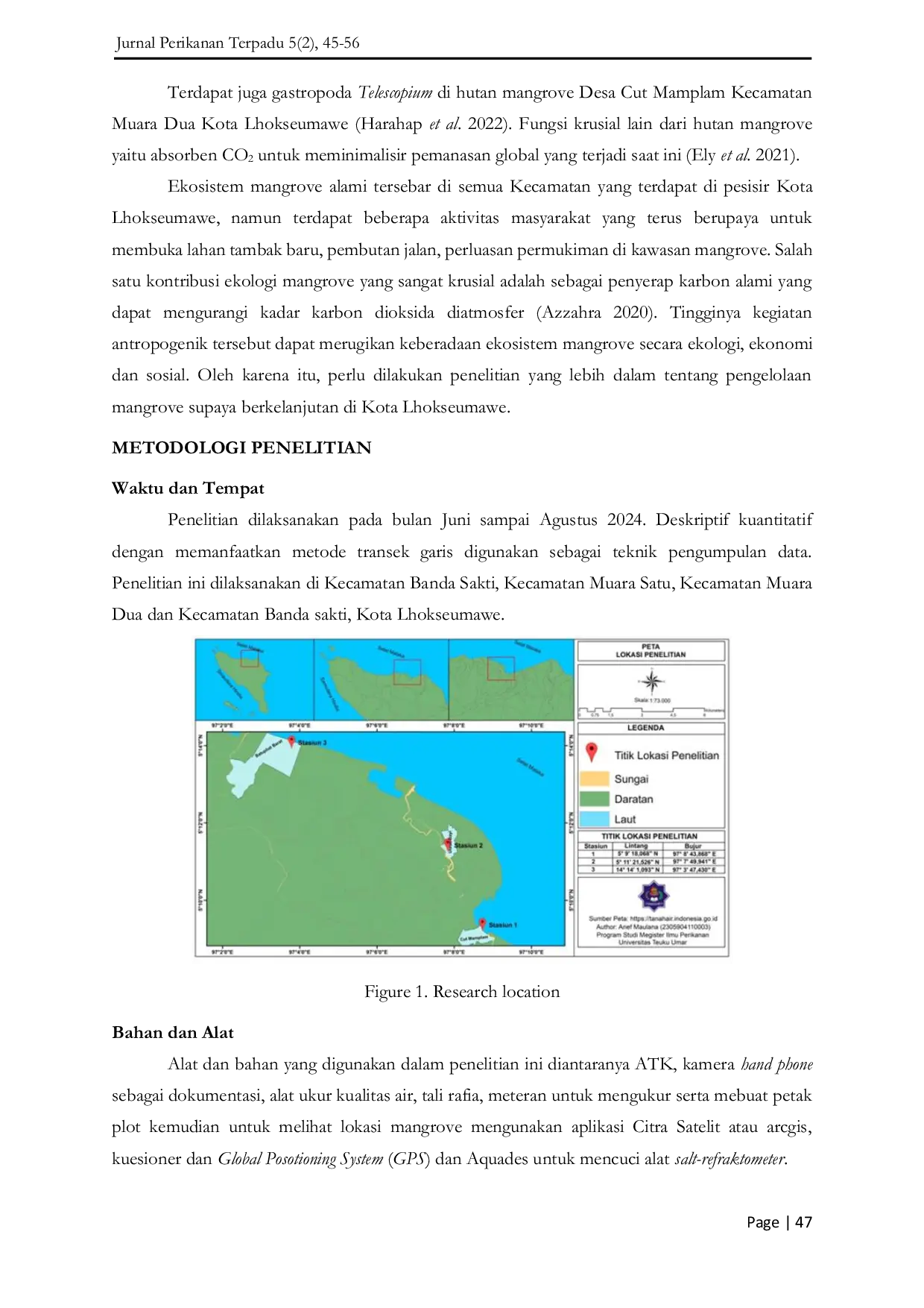 JURIS Analisis Komposisi dan Struktur Vegetasi Mangrove di Wilayah Pesisir Kota Lhokseumawe