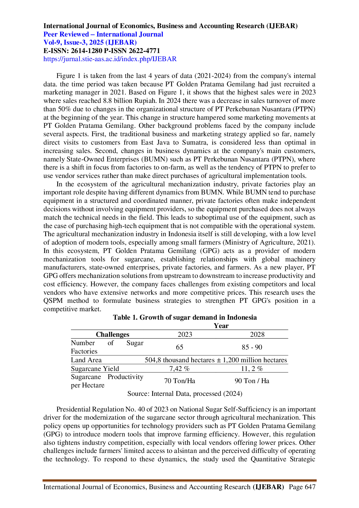 juris Development of Business Strategies to Increase Sales Turnover of Agricultural Mechanization Equipment with the QSPM Method at PT Golden Pratama Gemilang