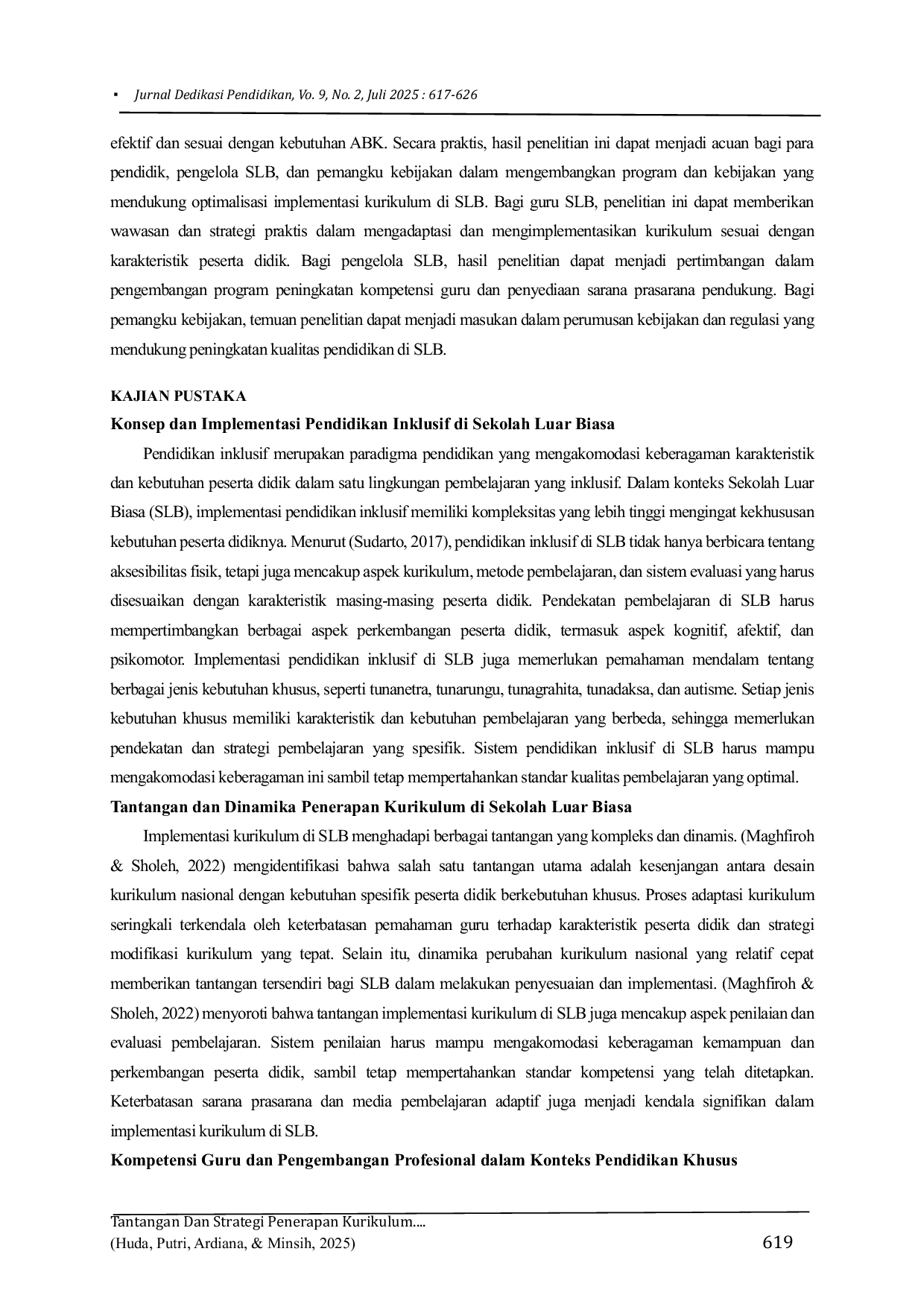 JURIS Tantangan Dan Strategi Penerapan Kurikulum Tingkat Sekolah Dasar Di Sekolah Luar Biasa