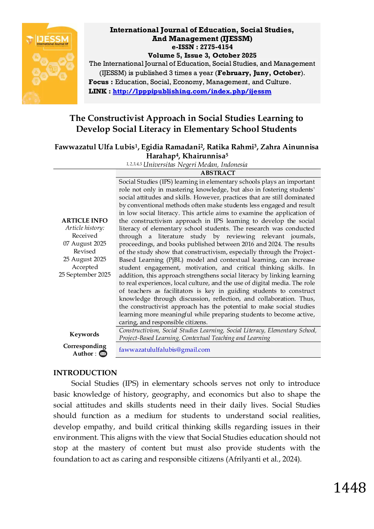JURIS The Constructivist Approach in Social Studies Learning to Develop Social Literacy in Elementary School Students