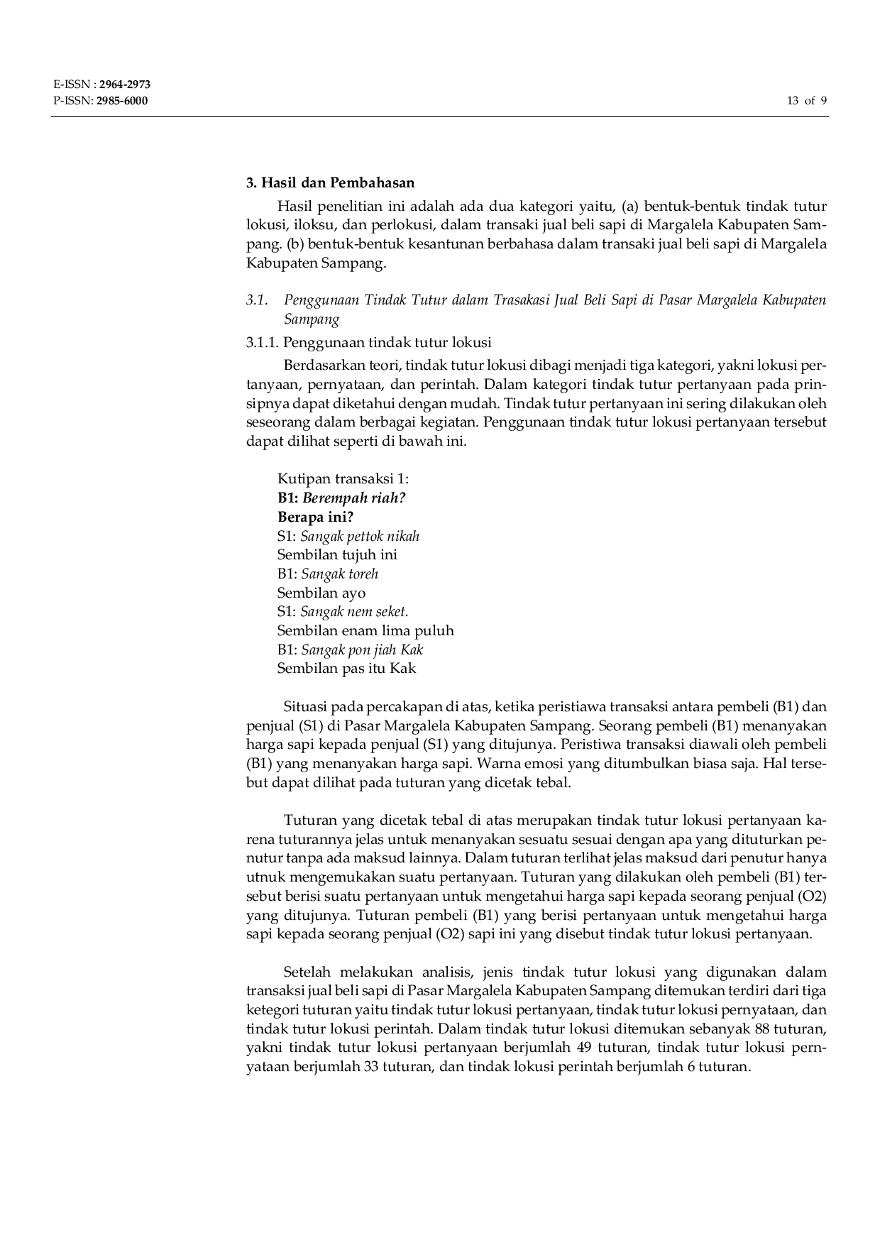 JURIS Analisis Tindak Tutur Dalam Transaksi Jual Beli Sapi Di Pasar Margalela Kabupaten Sampang