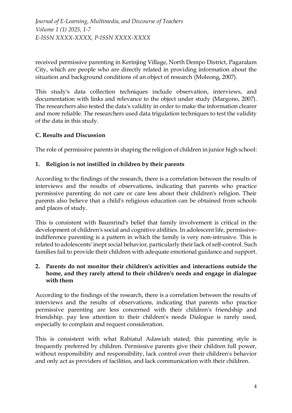 JURIS Patterns of Permisive Parenting in Forming Children s Religion