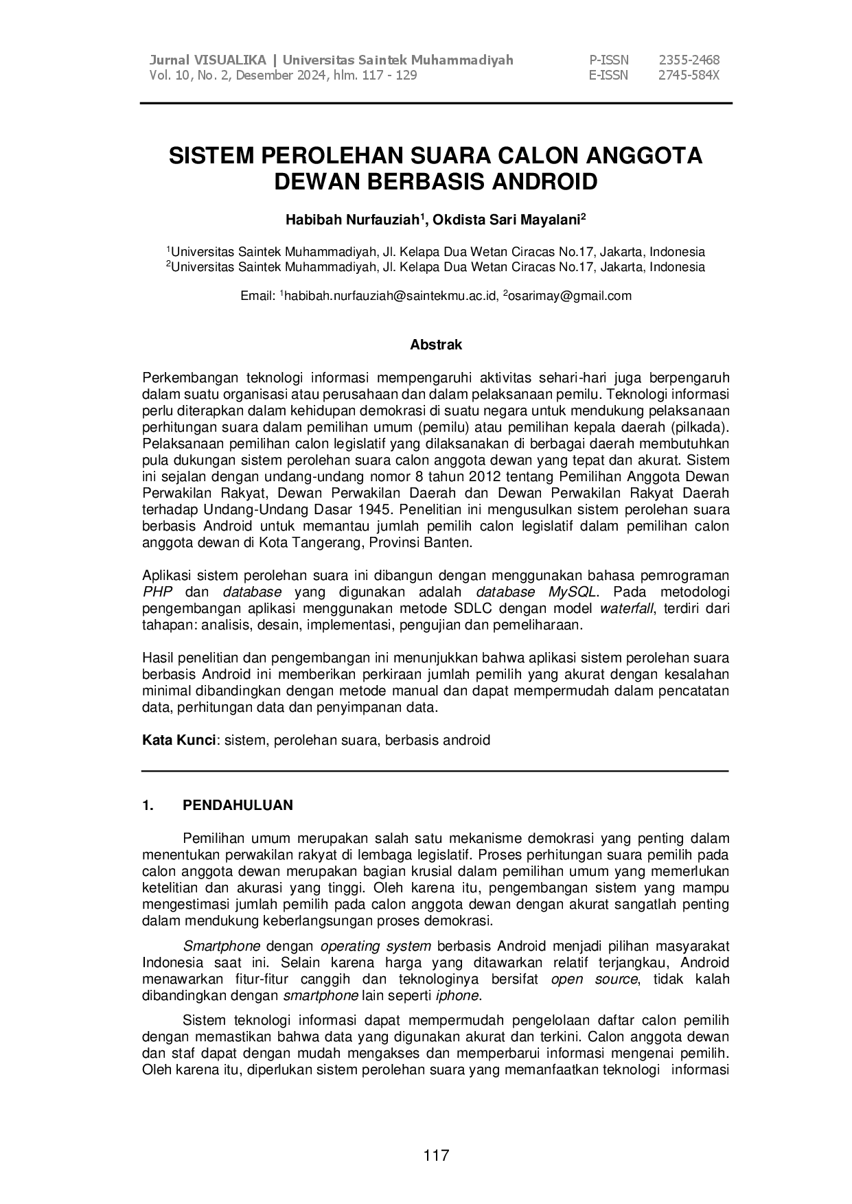 juris Sistem Perolehan Suara Calon Anggota Dewan Berbasis Android