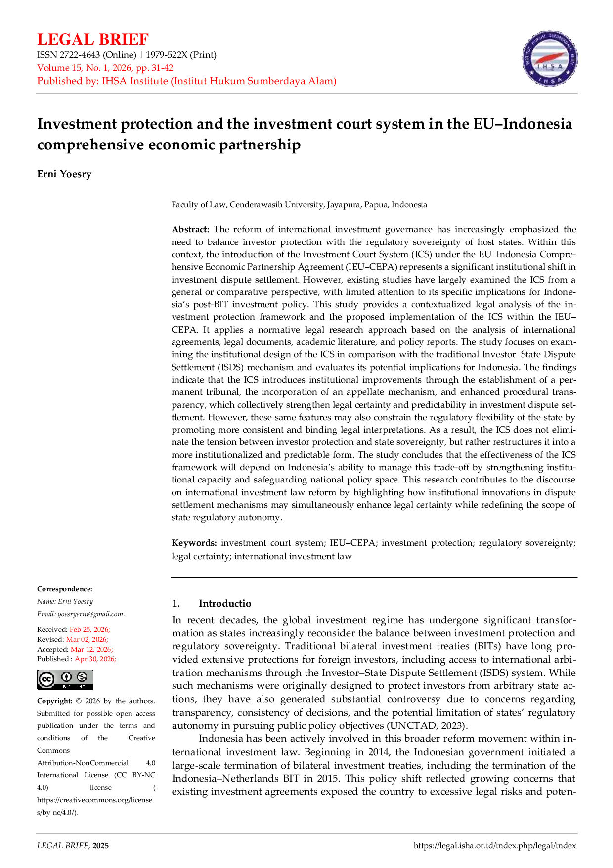 JURIS Investment Protection And The Investment Court System In The Eu Indonesia Comprehensive Economic Partnership