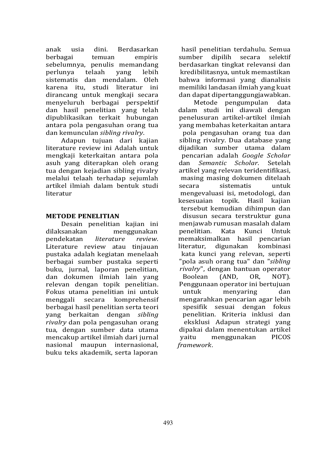 JURIS Literature Review Hubungan Pola Asuh Orang Tua Terhadap Kejadian Sibling Rivalry Pada Anak Usia 3 5 Tahun