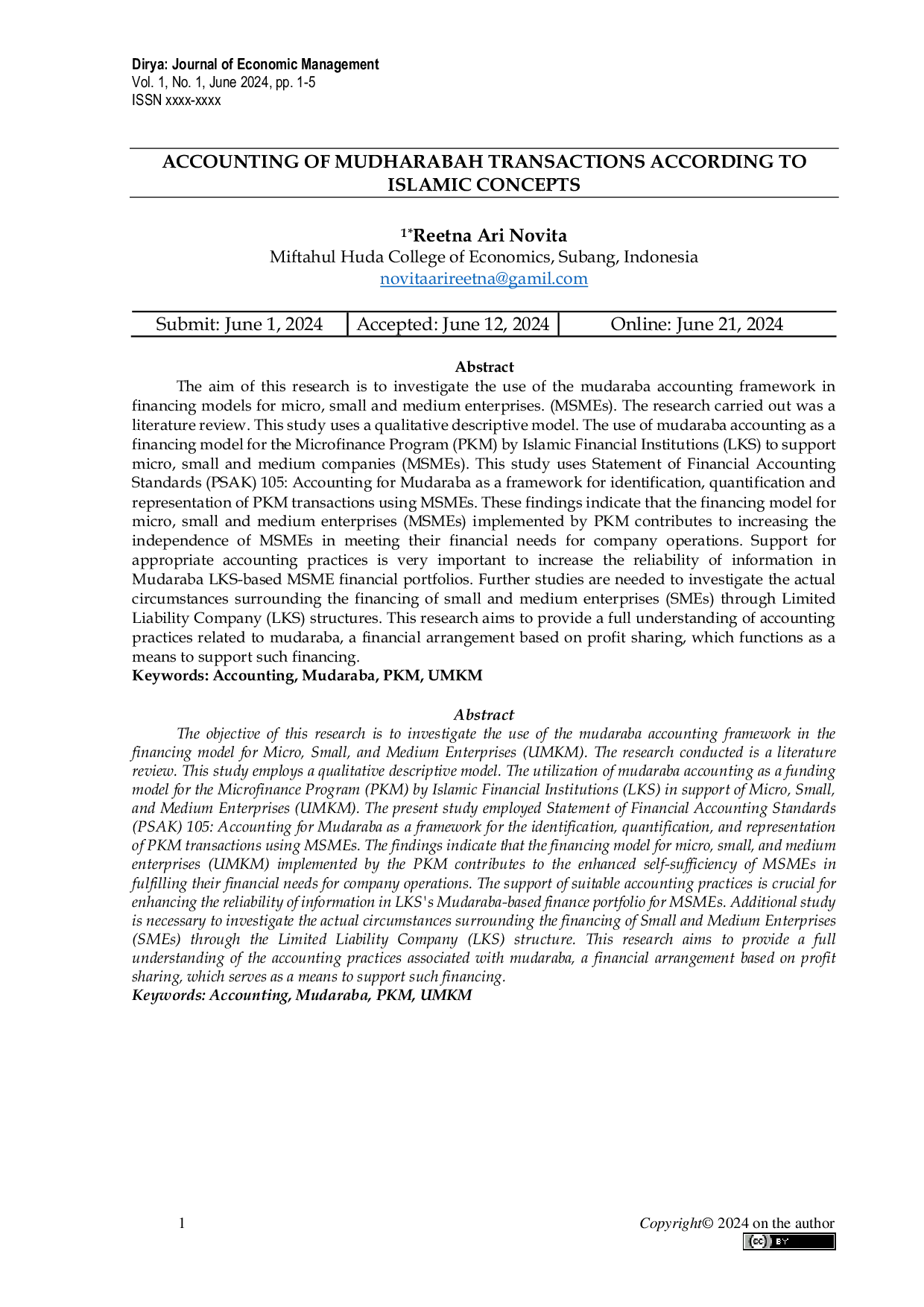 JURIS Accounting Of Mudharabah Transactions According To Islamic Concepts