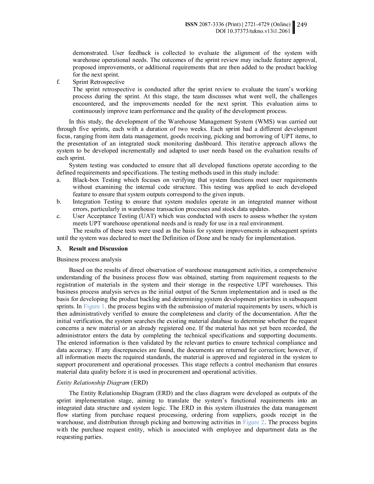 JURIS Design of an integrated warehouse management system at Politeknik Astra using the scrum method