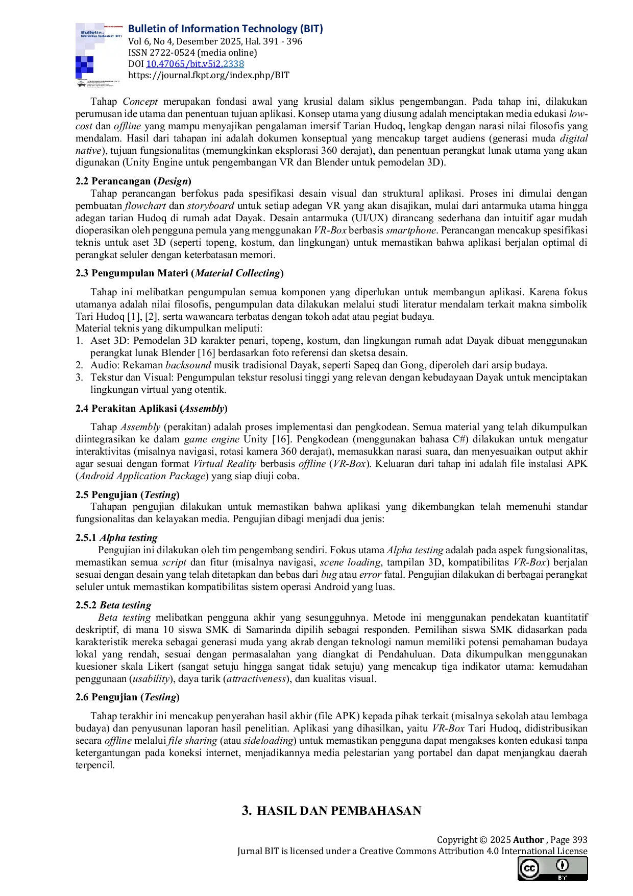 JURIS Pengenalan Tarian Adat Dayak Hudoq Melalui Media Virtual Reality Untuk Pelestarian Budaya