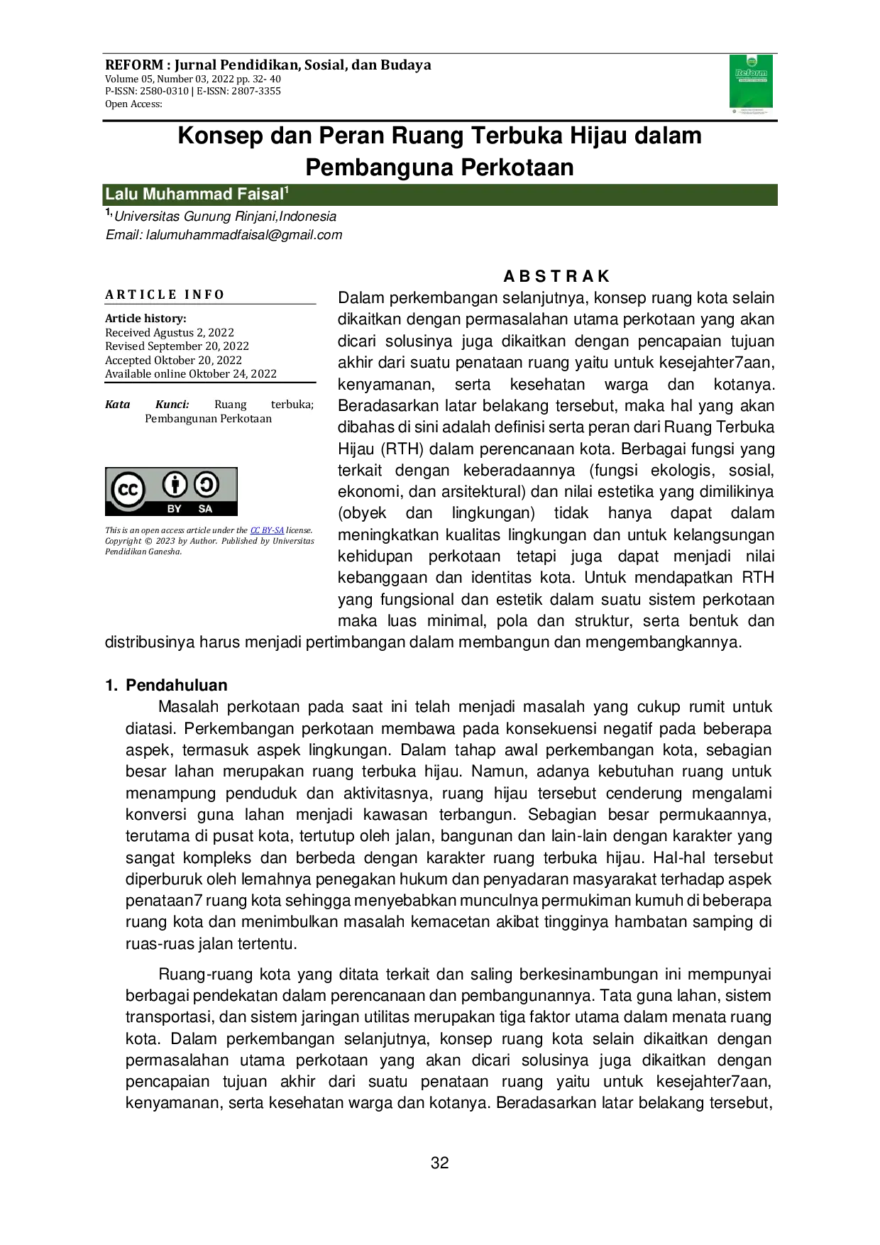 JURIS Konsep dan Peran Ruang Terbuka Hijau dalam Pembanguna Perkotaan