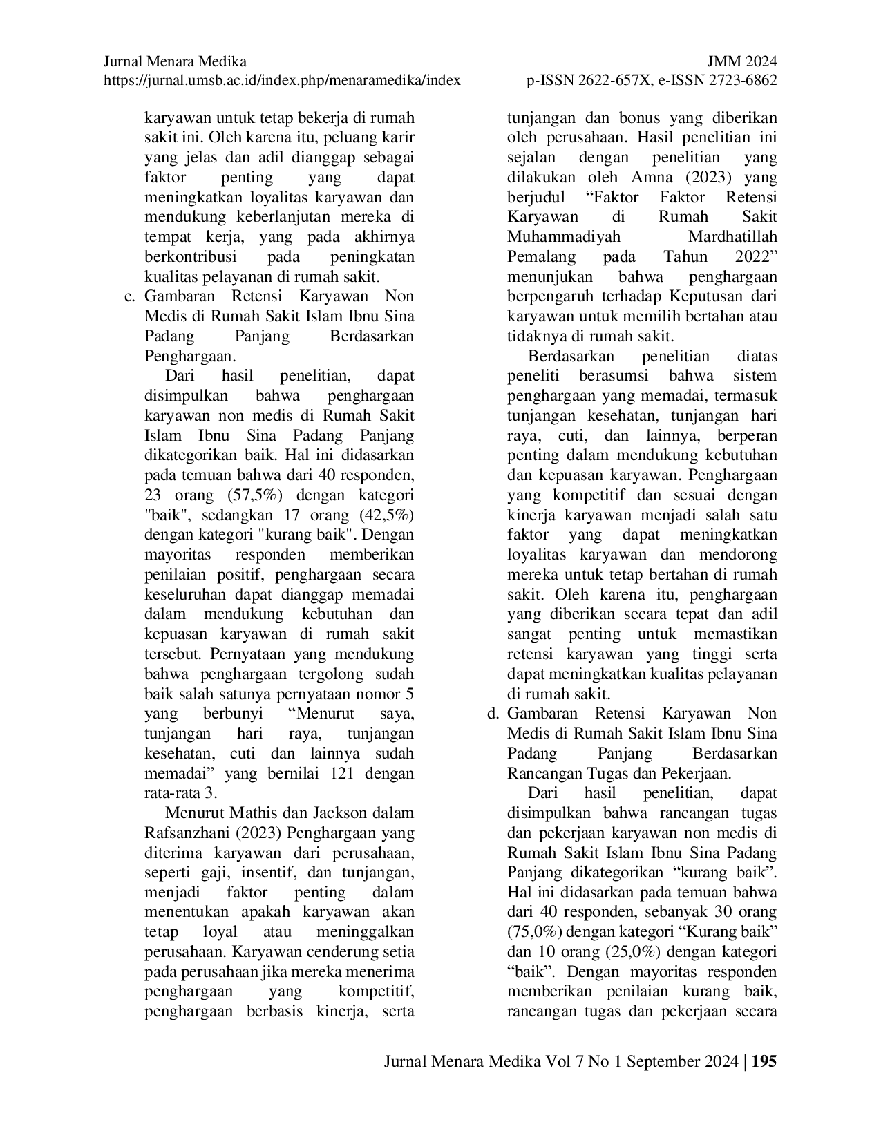 JURIS Pengukuran Kinerja Rumah Sakit X di Kota Padang Panjang dengan Pendekatan Balanced Scorecard