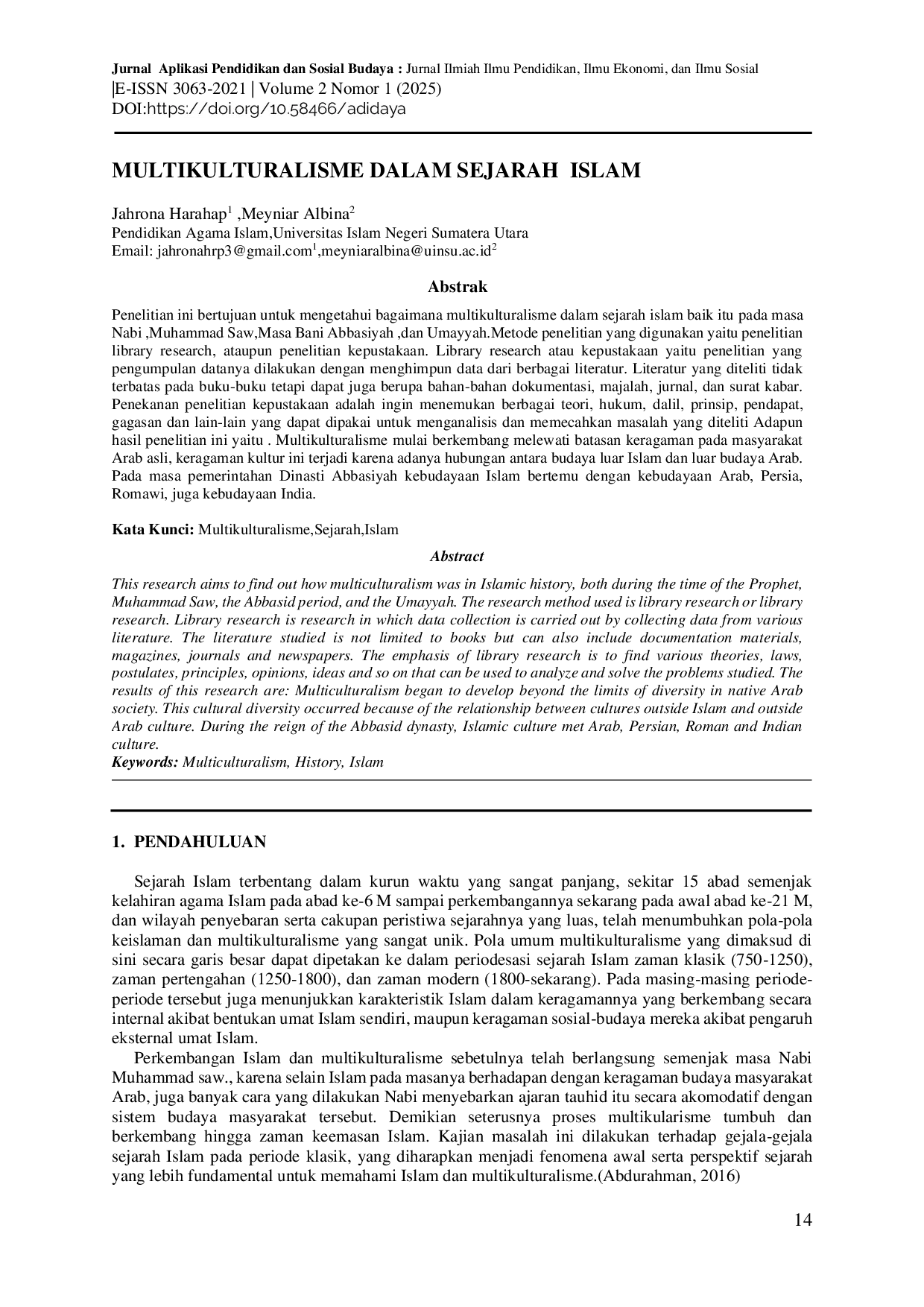 JURIS Multikulturalisme dalam Sejarah Islam