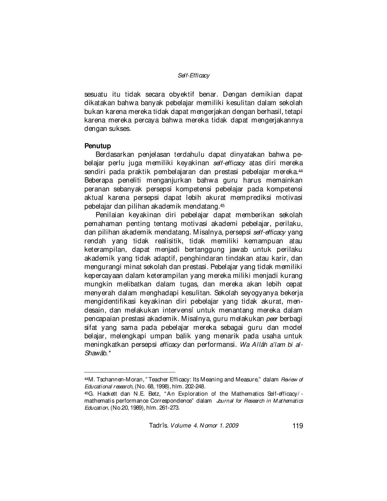 JURIS SELF EFFICACY Perspektif Teori Kognitif Sosial dan Implikasinya terhadap Pendidikan