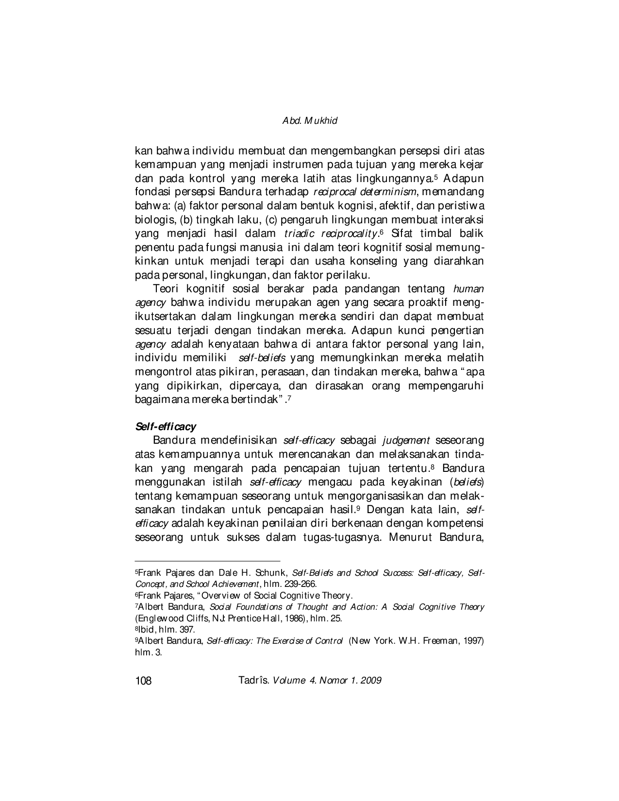 JURIS SELF EFFICACY Perspektif Teori Kognitif Sosial dan Implikasinya terhadap Pendidikan