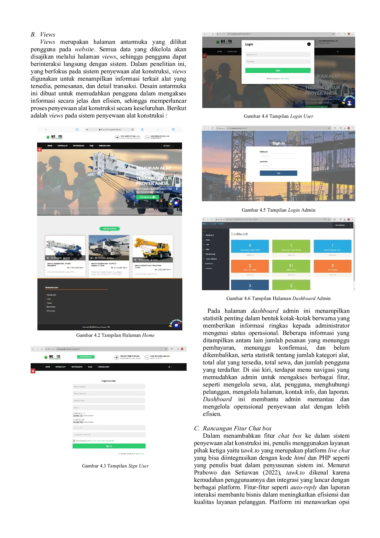 JURIS Sistem Informasi Penyewaan Alat Konstruksi dengan Fitur Chat Box di PT Tokyu Construction Indonesia