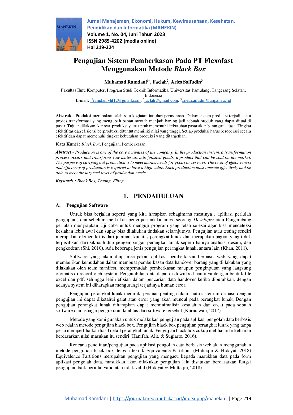 JURIS Pengujian Sistem Pemberkasan Pada PT Flexofast Menggunakan Metode Black Box