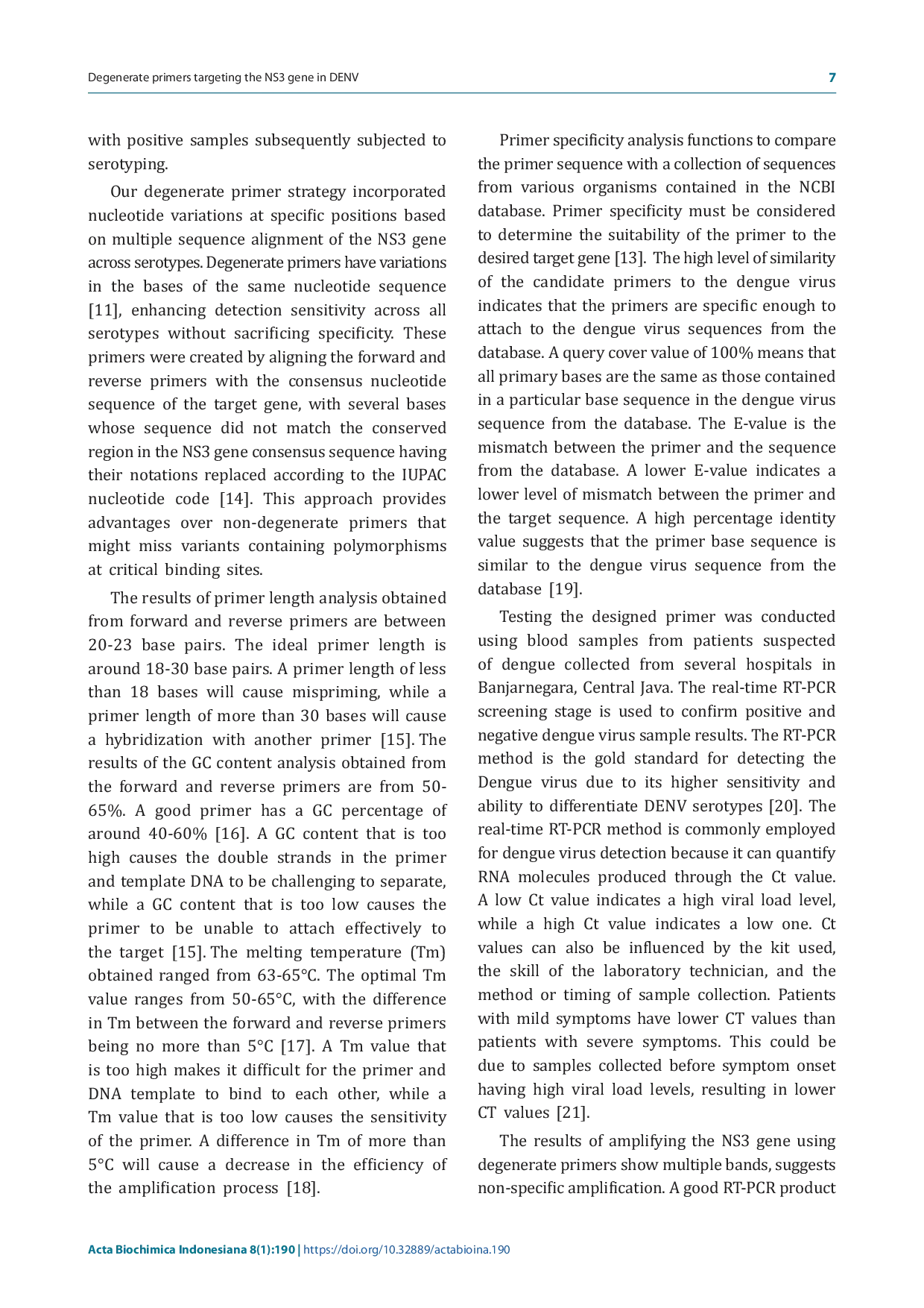 JURIS Design and evaluation of degenerate primers targeting the NS3 gene for detection of dengue virus by RT PCR