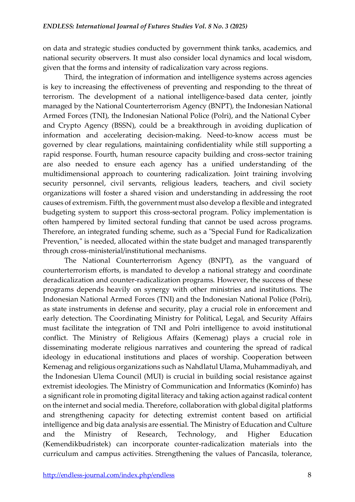 JURIS Government Strategy in Efforts to Combat Radicalism and Terrorism in Indonesia