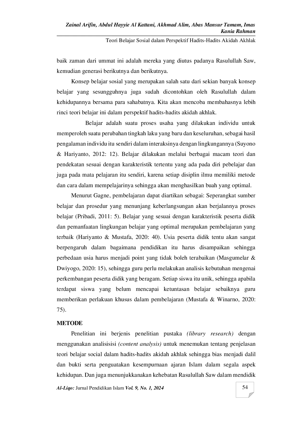 JURIS Teori Belajar Sosial dalam Perspektif Hadits Hadits Akidah Akhlak