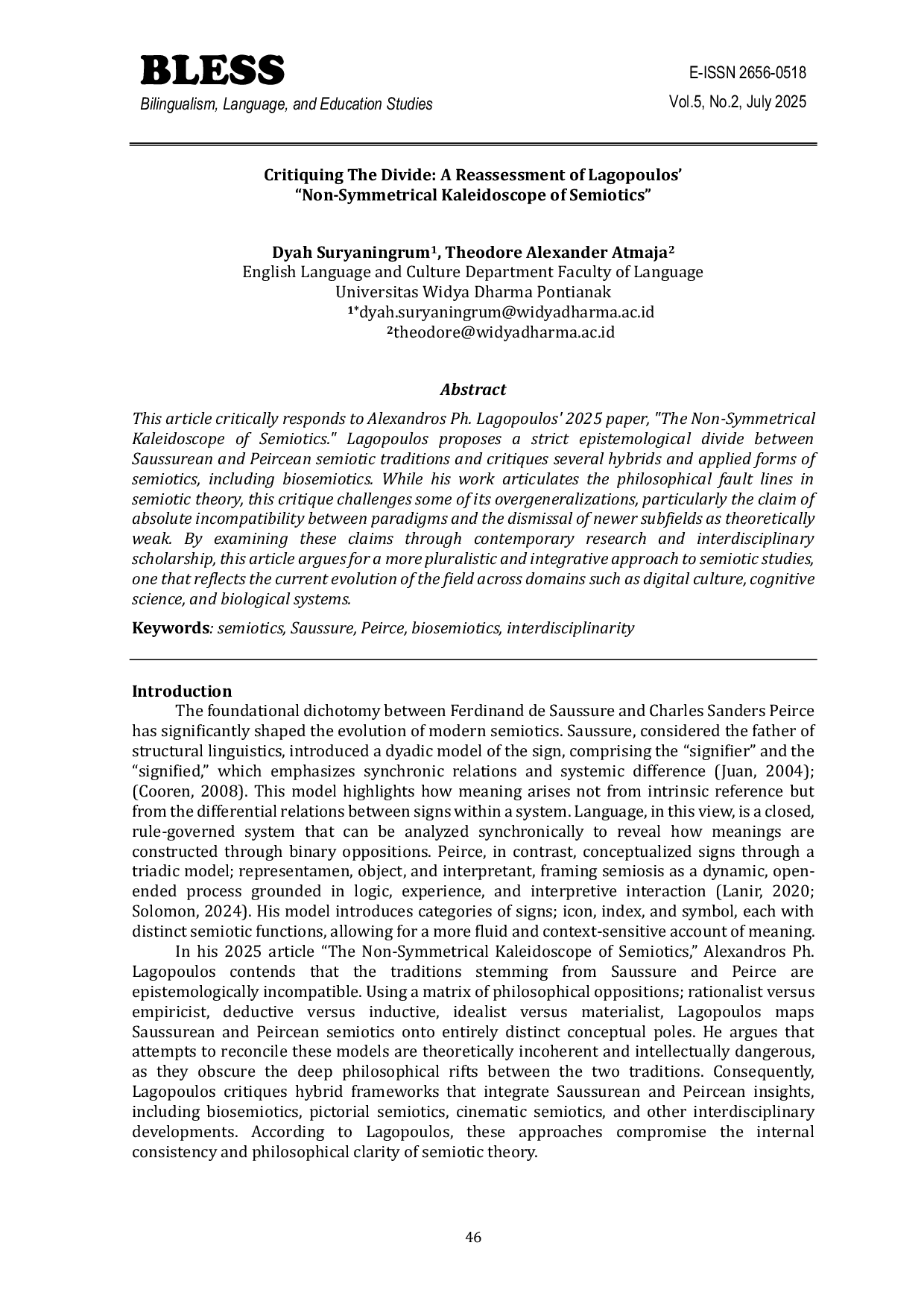 JURIS Critiquing The Divide A Reassessment of Lagopoulos Non Symmetrical Kaleidoscope Of Semiotics