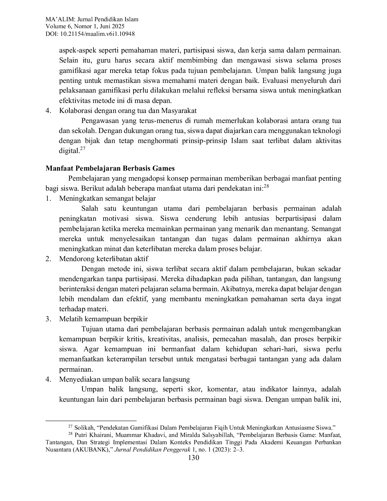 JURIS Gamifikasi sebagai Strategi Efektif dalam Meningkatkan Pemahaman Siswa dalam Pendidikan Agama Islam