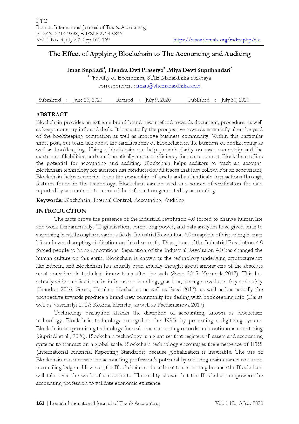 juris The Effect of Applying Blockchain to The Accounting and Auditing