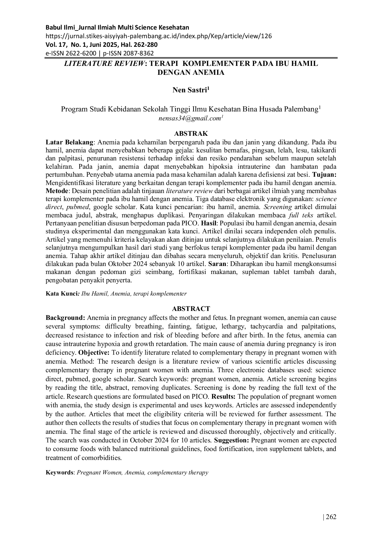 JURIS Literature Review Terapi Komplementer Pada Ibu Hamil Dengan Anemia