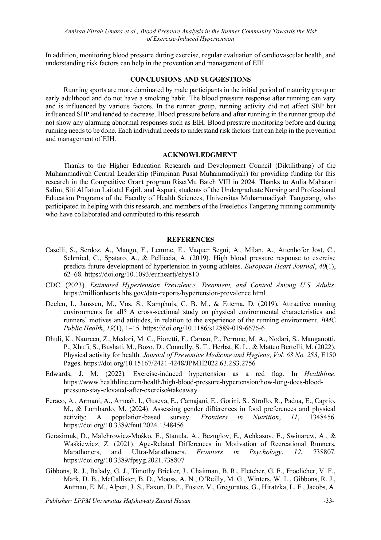 JURIS Blood Pressure Analysis in the Runner Community towards the Risk of Exercise Induced Hypertension