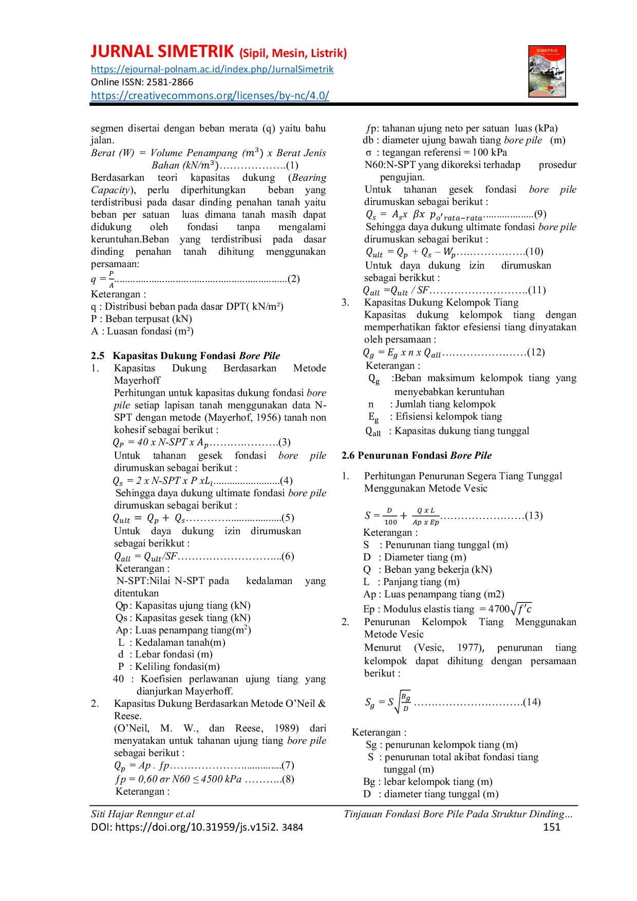 JURIS Tinjauan Fondasi Bore Pile Pada Struktur Dinding Penahan Tanah Jalan Waipia Saleman I Kabupaten Maluku Tengah