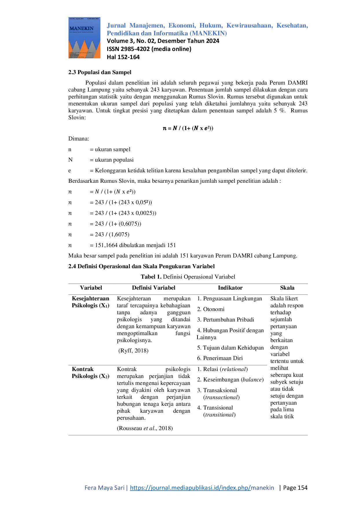JURIS Pengaruh Kesejahteraan Psikologis Dan Kontrak Psikologis Terhadap Keterikatan Kerja Karyawan