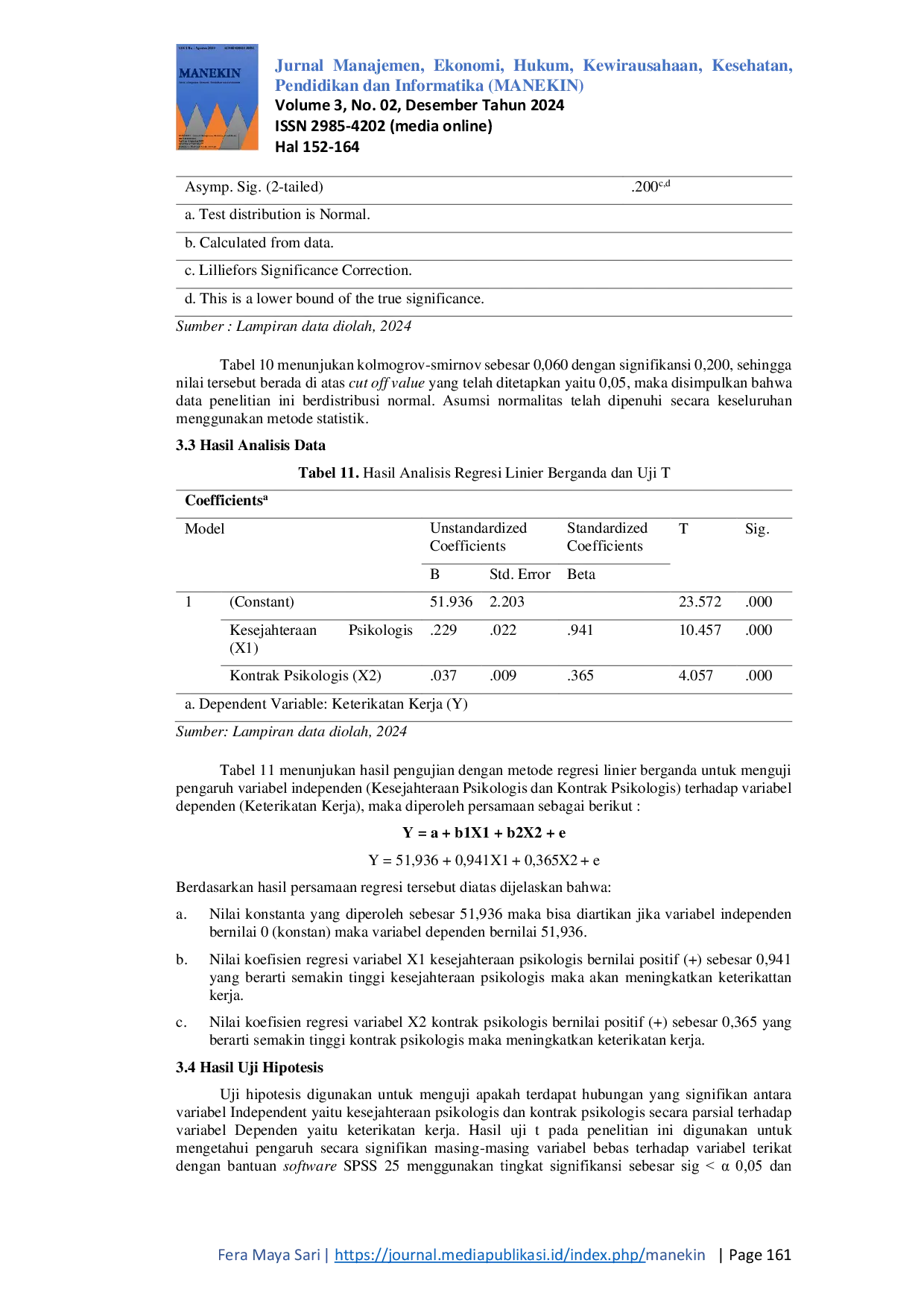 JURIS Pengaruh Kesejahteraan Psikologis Dan Kontrak Psikologis Terhadap Keterikatan Kerja Karyawan